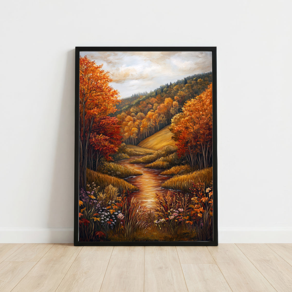 Autumn Woodland Stream Art Print
