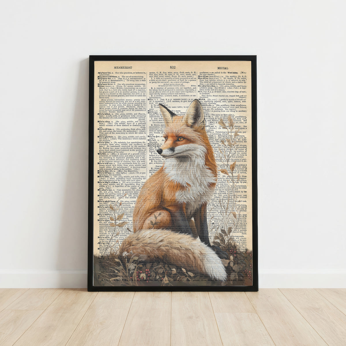 Vintage Fox Dictionary Art Print