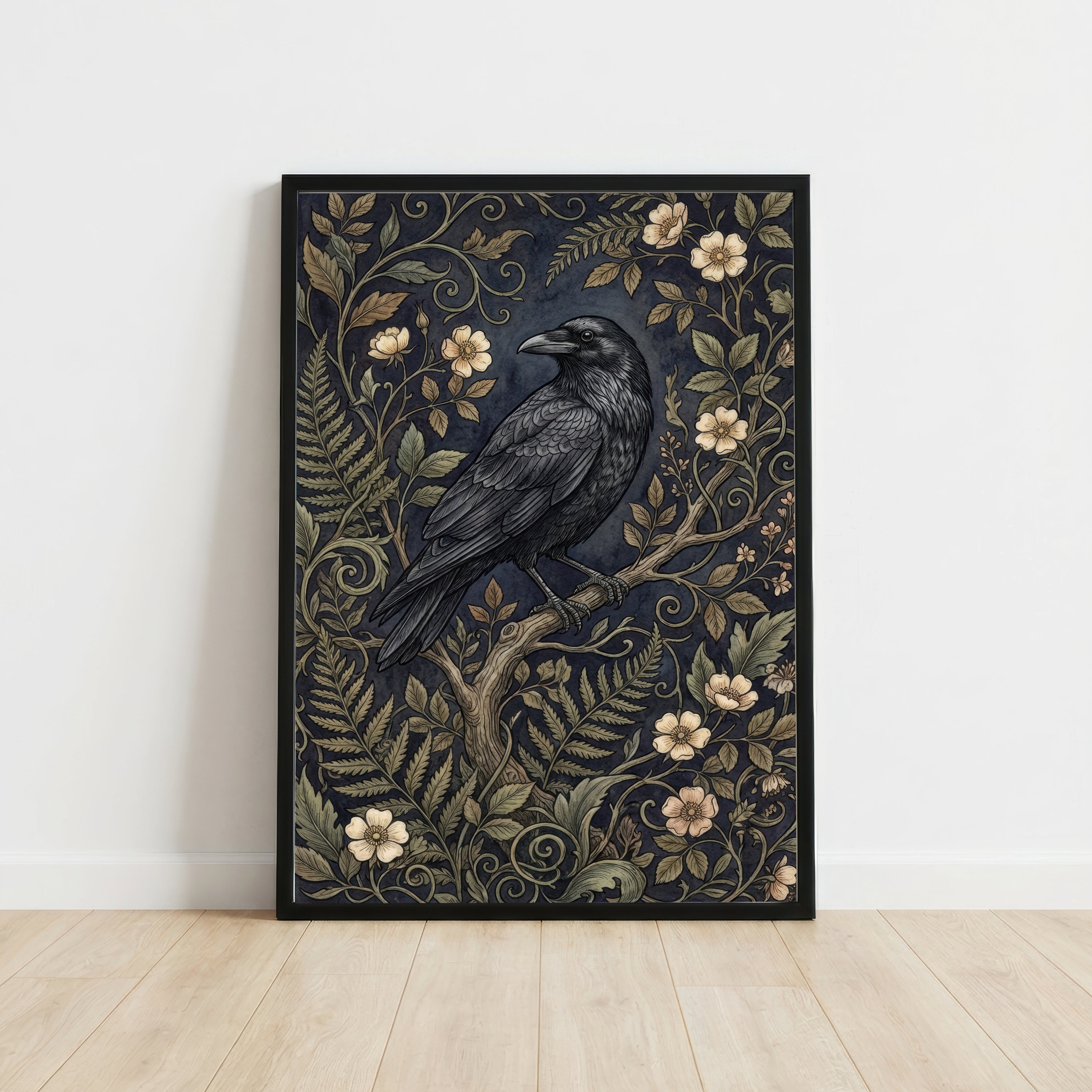 Vintage Raven Botanical Art Print