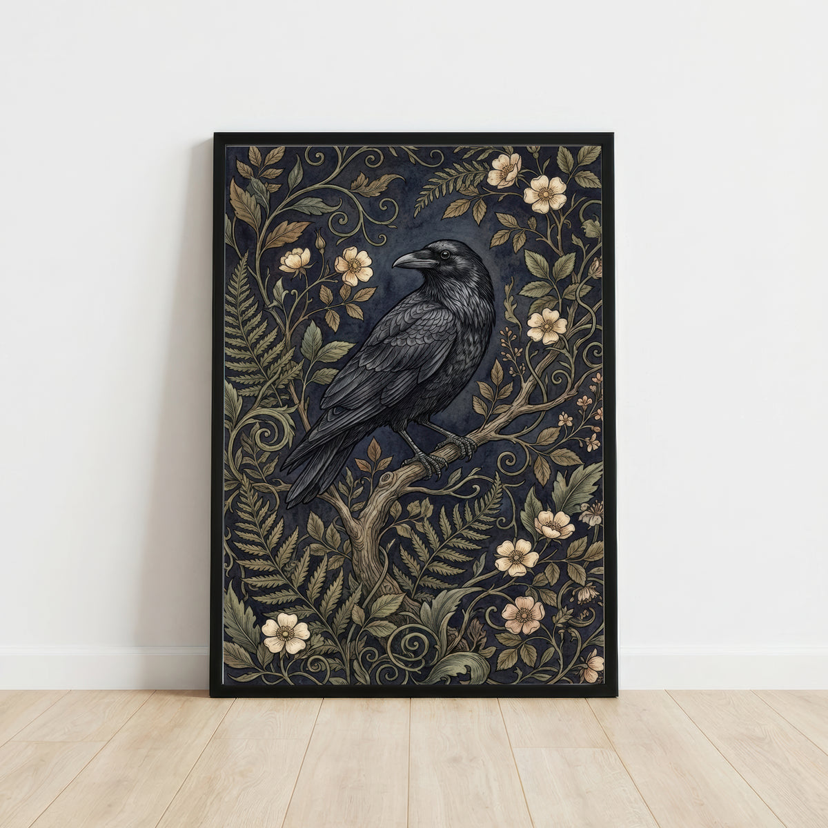 Vintage Raven Botanical Art Print