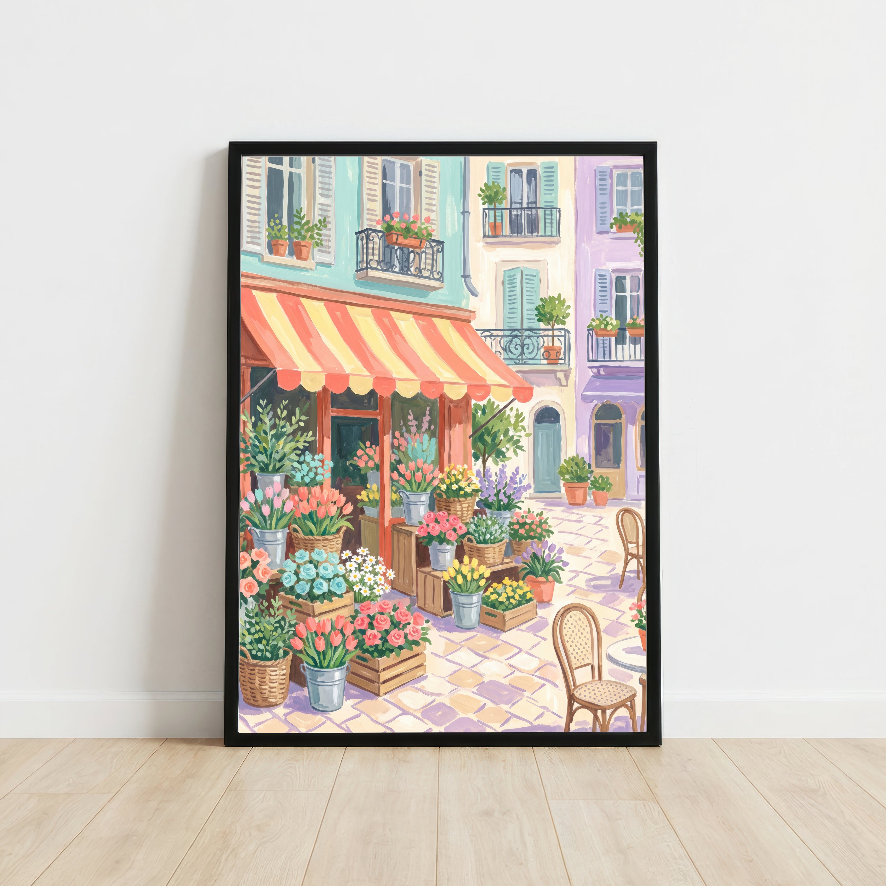 Colourful Flower Shop Street Art Print