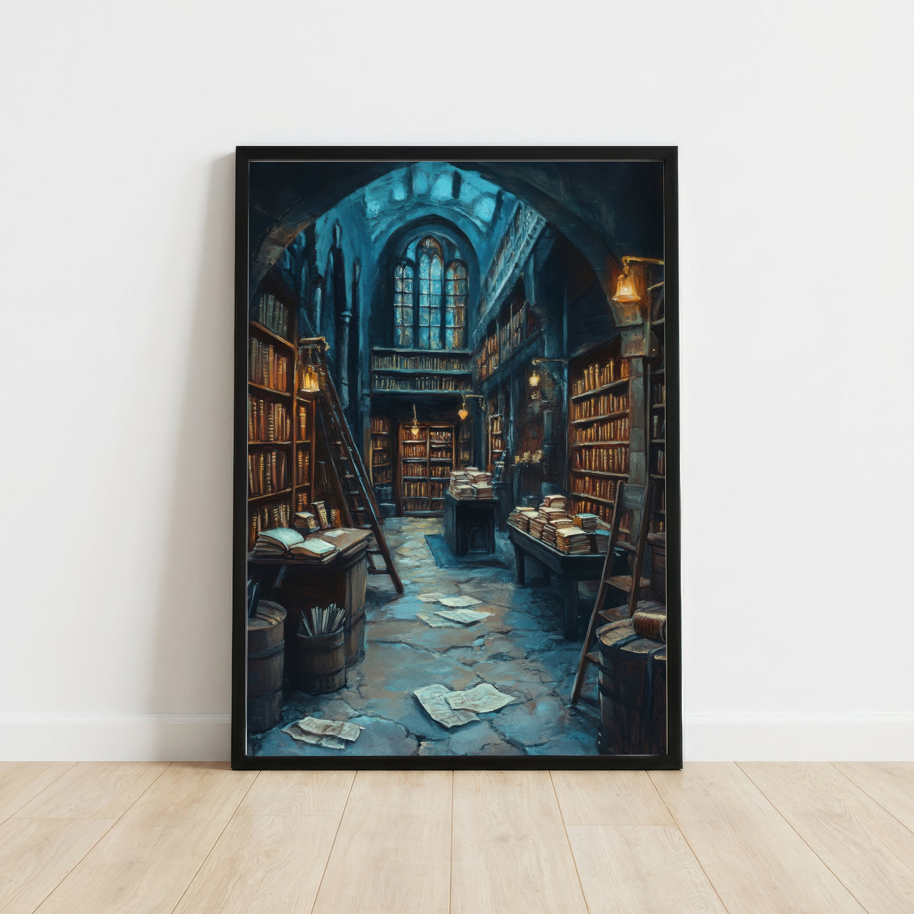 Gothic Library Interior Art Print