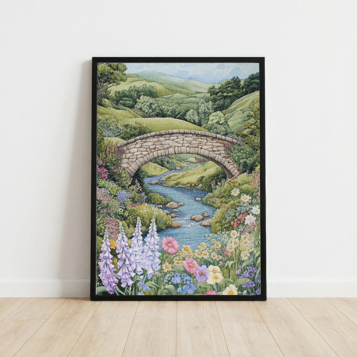 Wildflower Stone Bridge Art Print