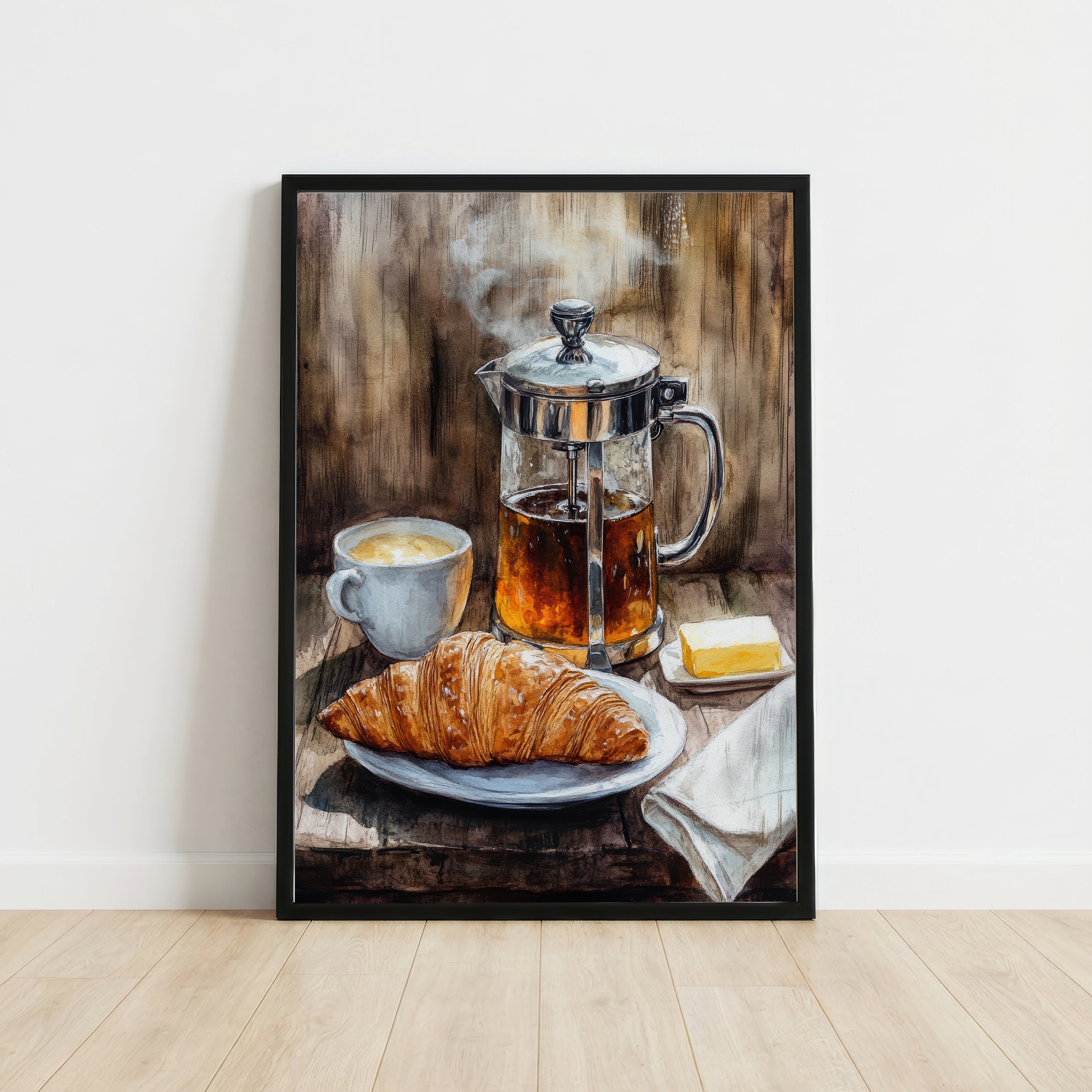 French Press Coffee Breakfast Art Print