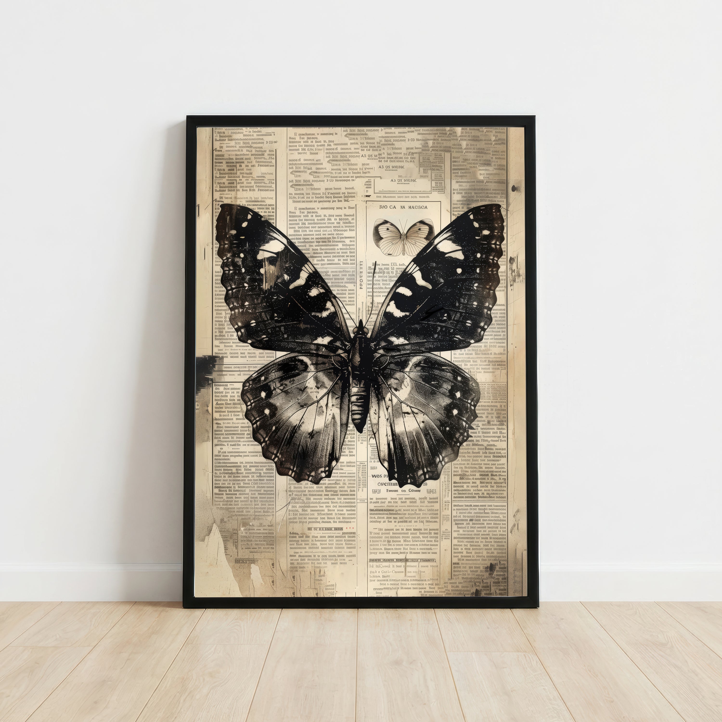 Black Butterfly Vintage Art Print