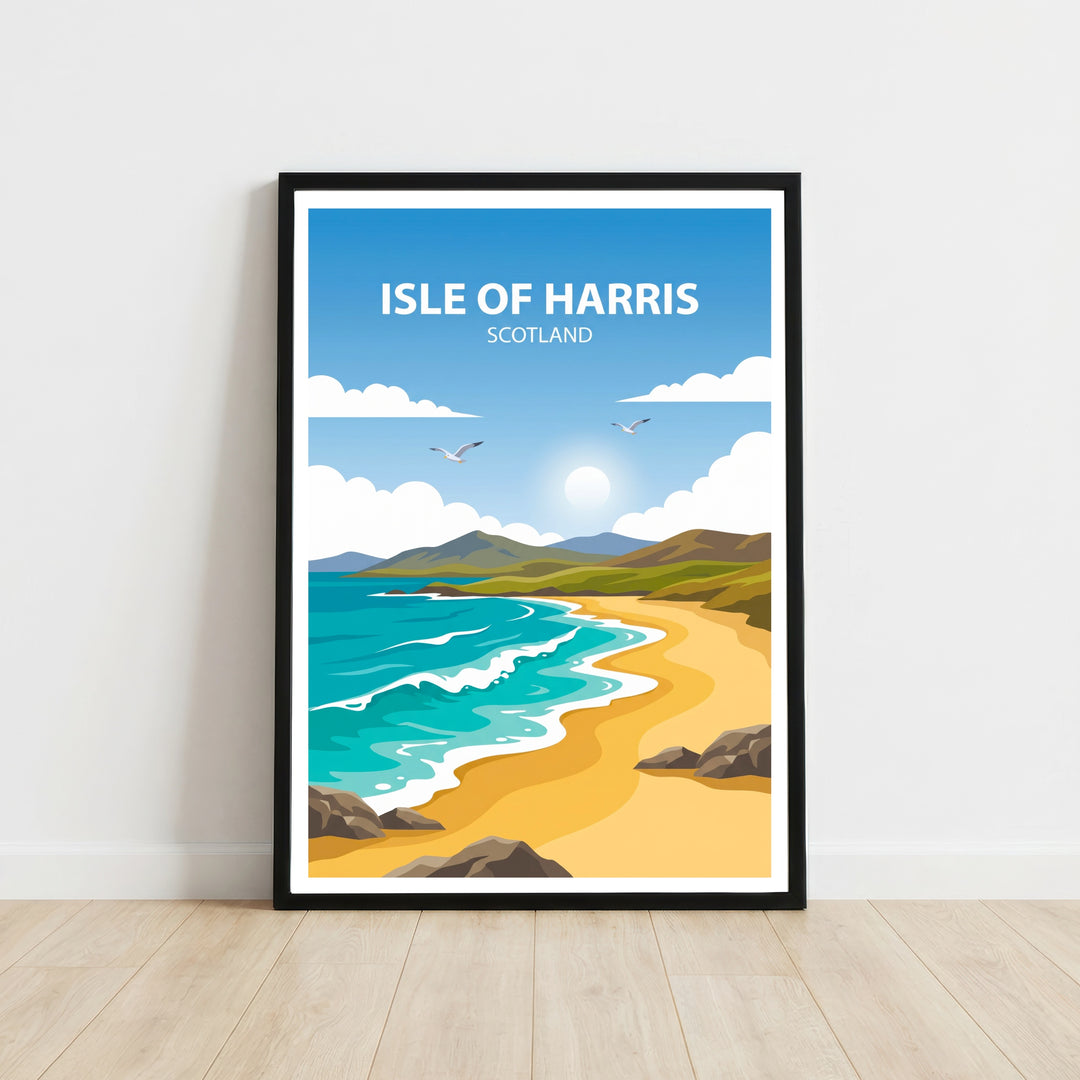 Isle of Harris Scotland Travel Poster: Coastal Landscape Wall Art