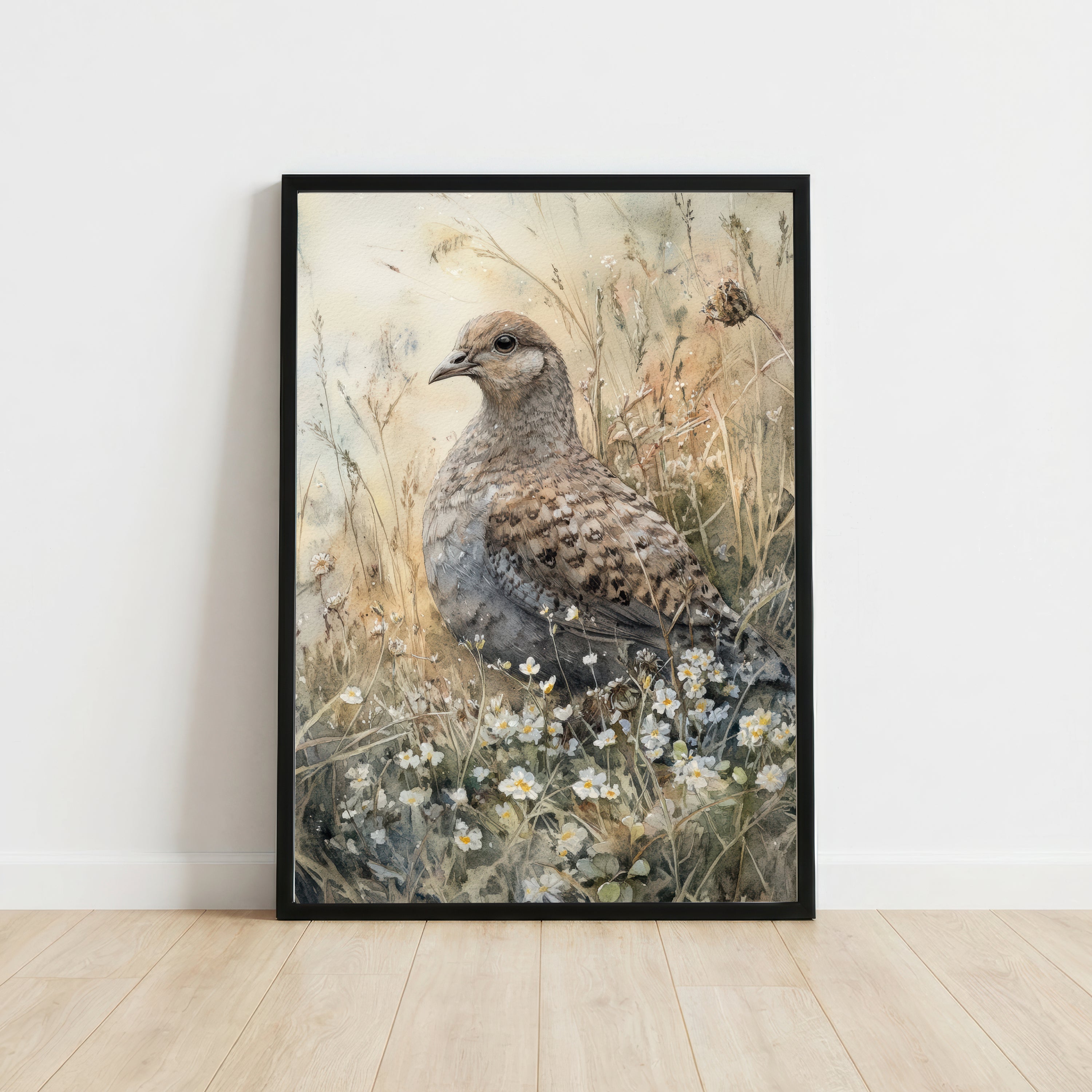 Partridge Wildflower Watercolour Art Print