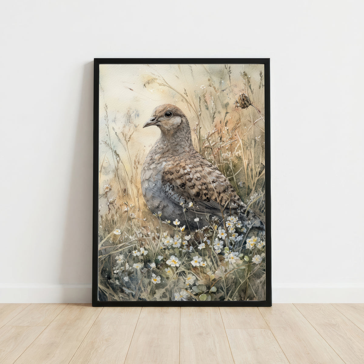 Partridge Wildflower Watercolour Art Print