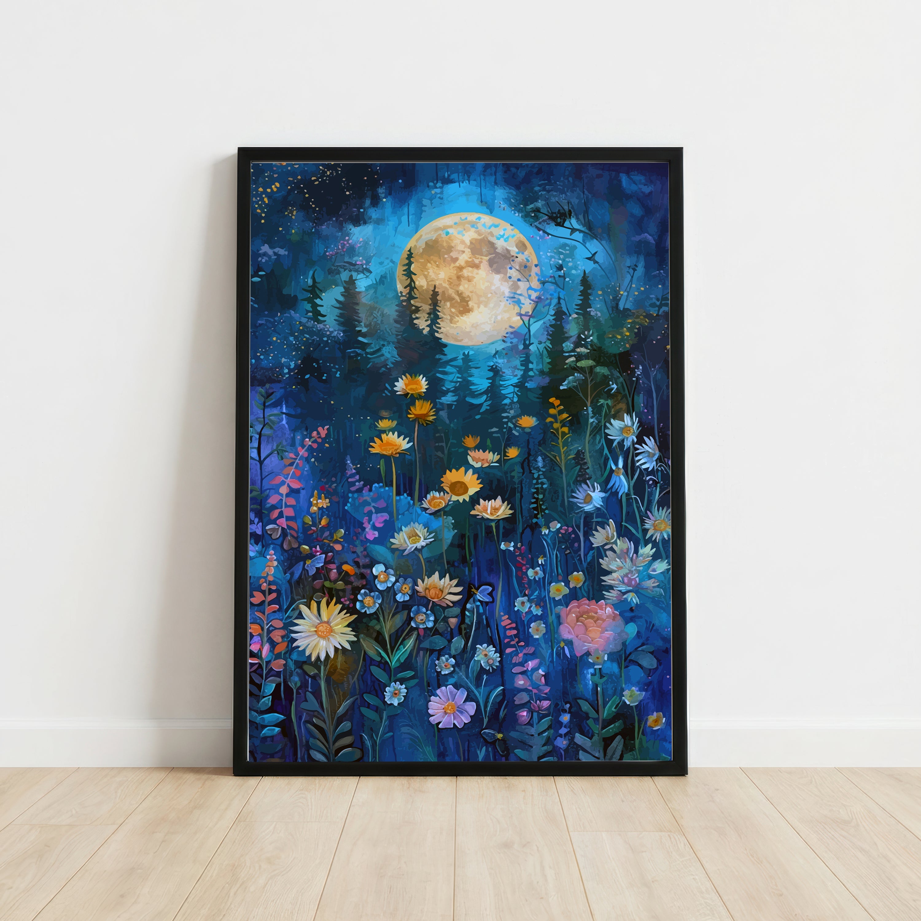 Moonlit Wildflower Meadow Art Print