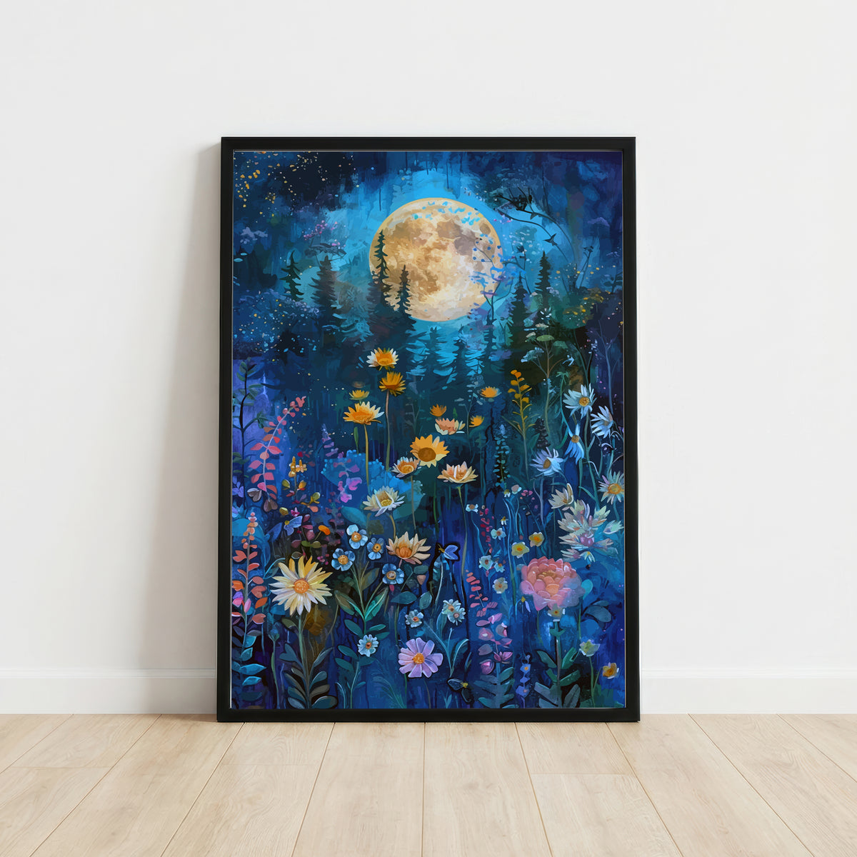 Moonlit Wildflower Meadow Art Print