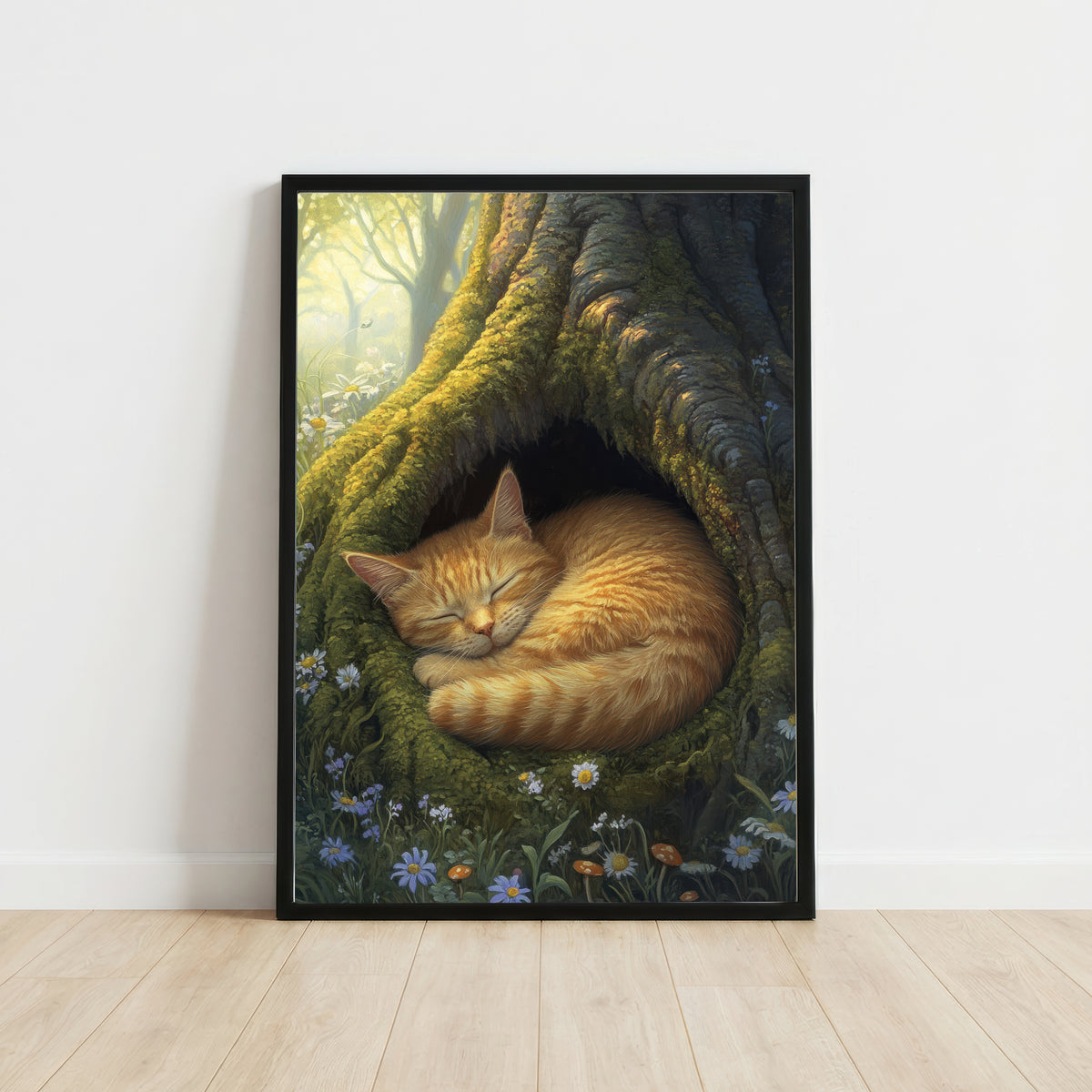 Sleeping Cat Woodland Art Print