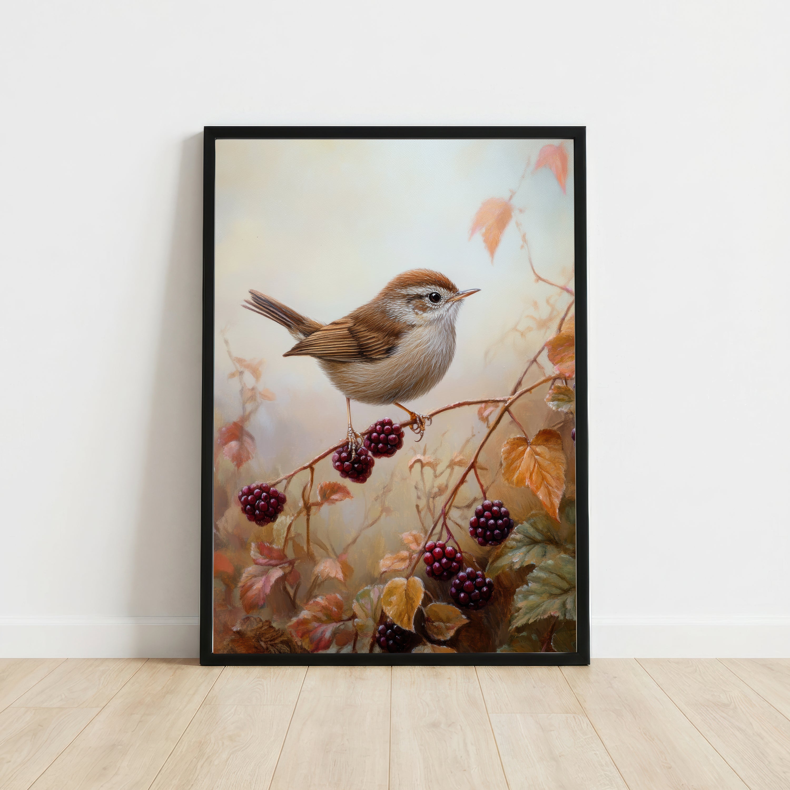 Wren Among Blackberries Art Print