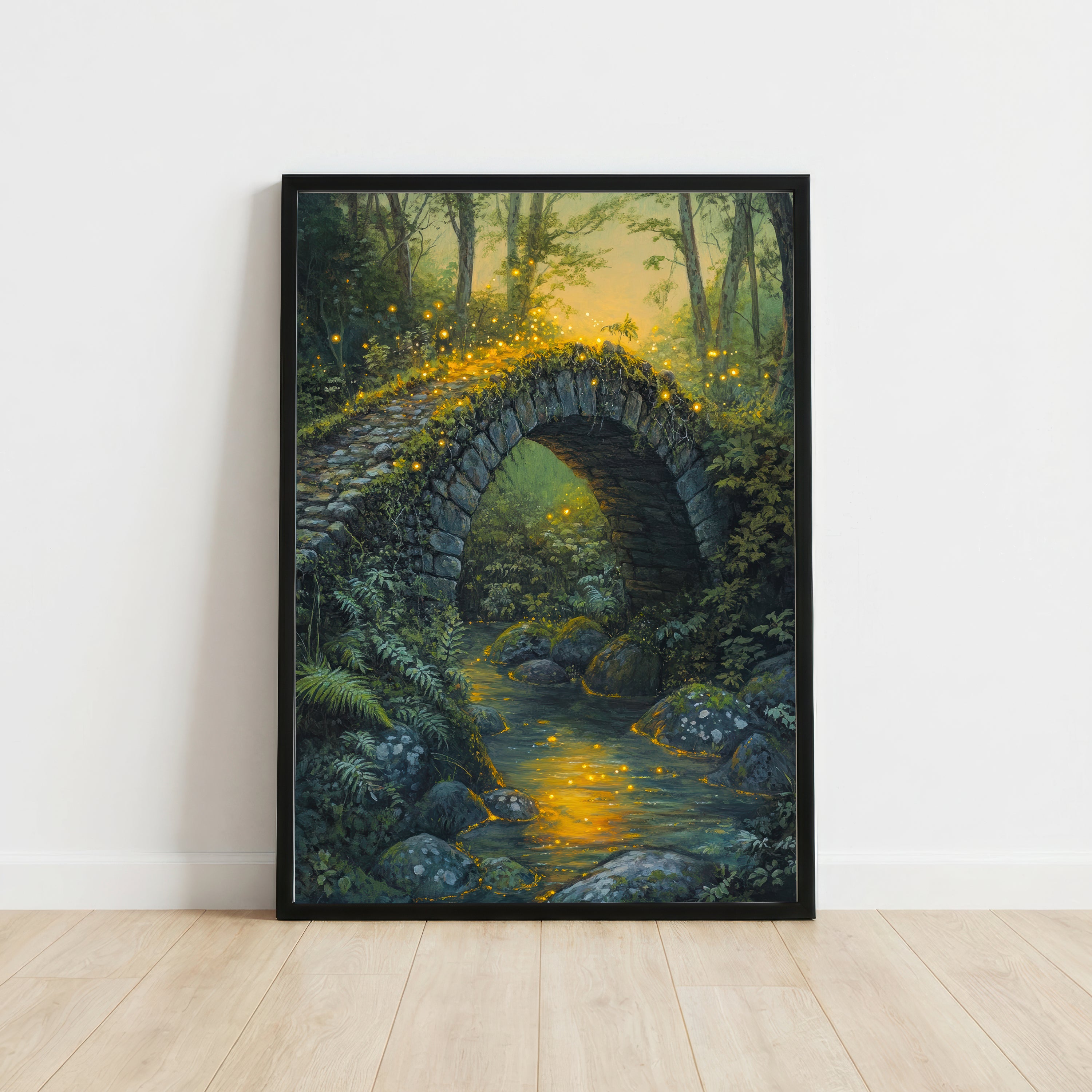 Enchanted Forest Stone Bridge Art Print