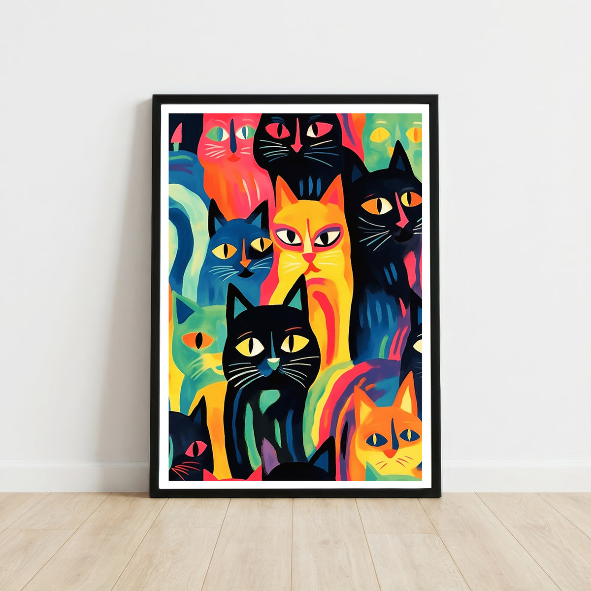 Colorful Cat Crowd Art Print