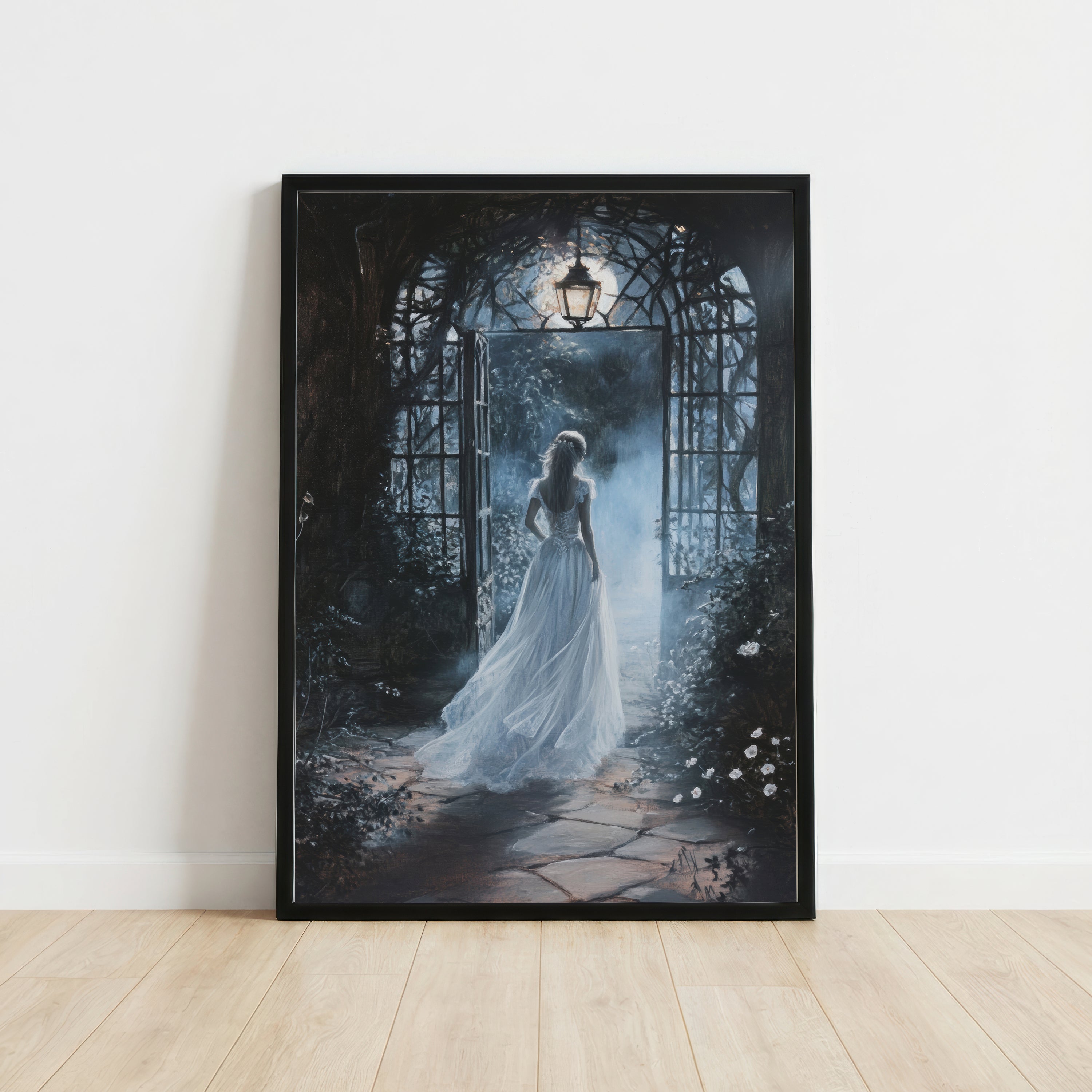 Moonlit Garden Figure Art Print
