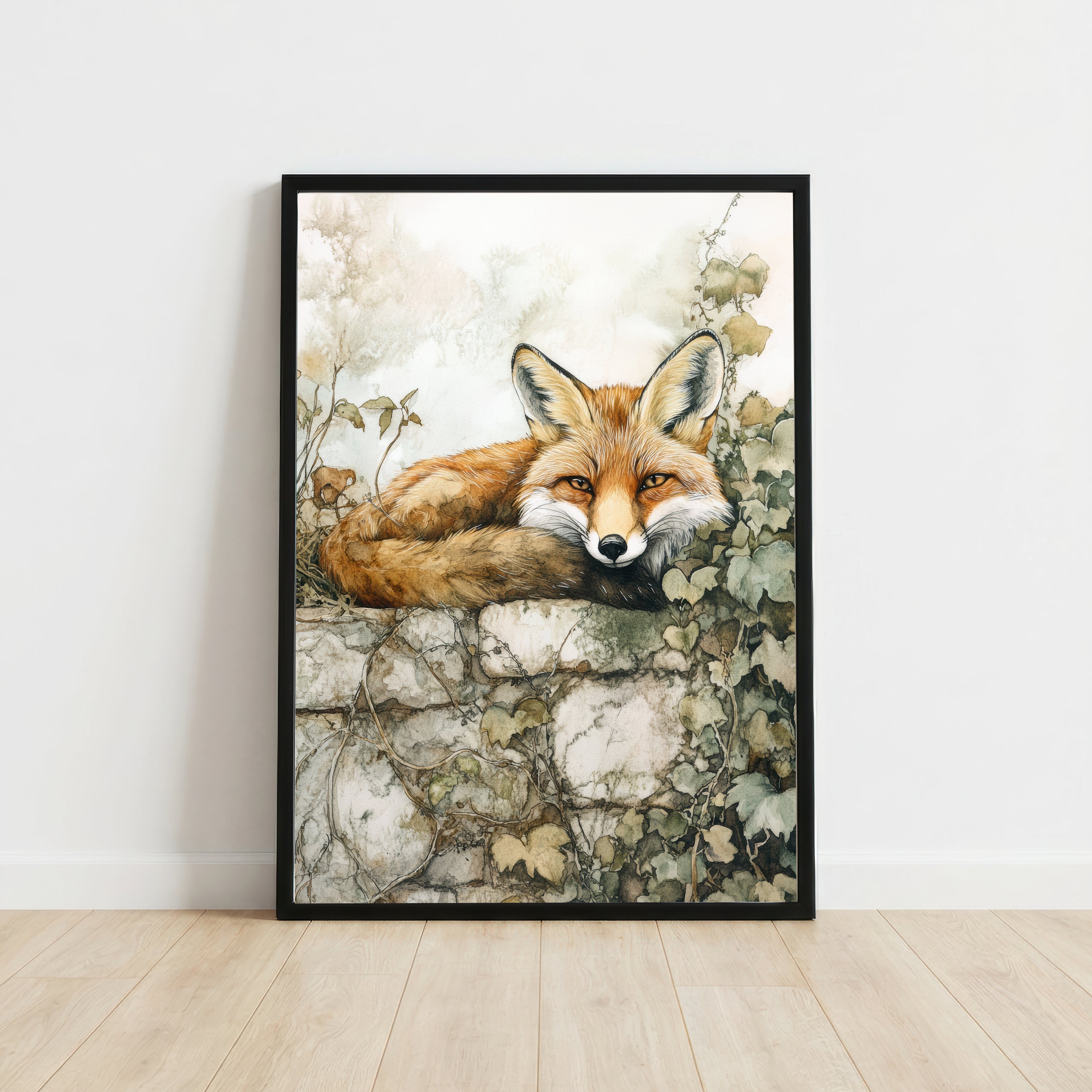 Resting Fox Woodland Art Print