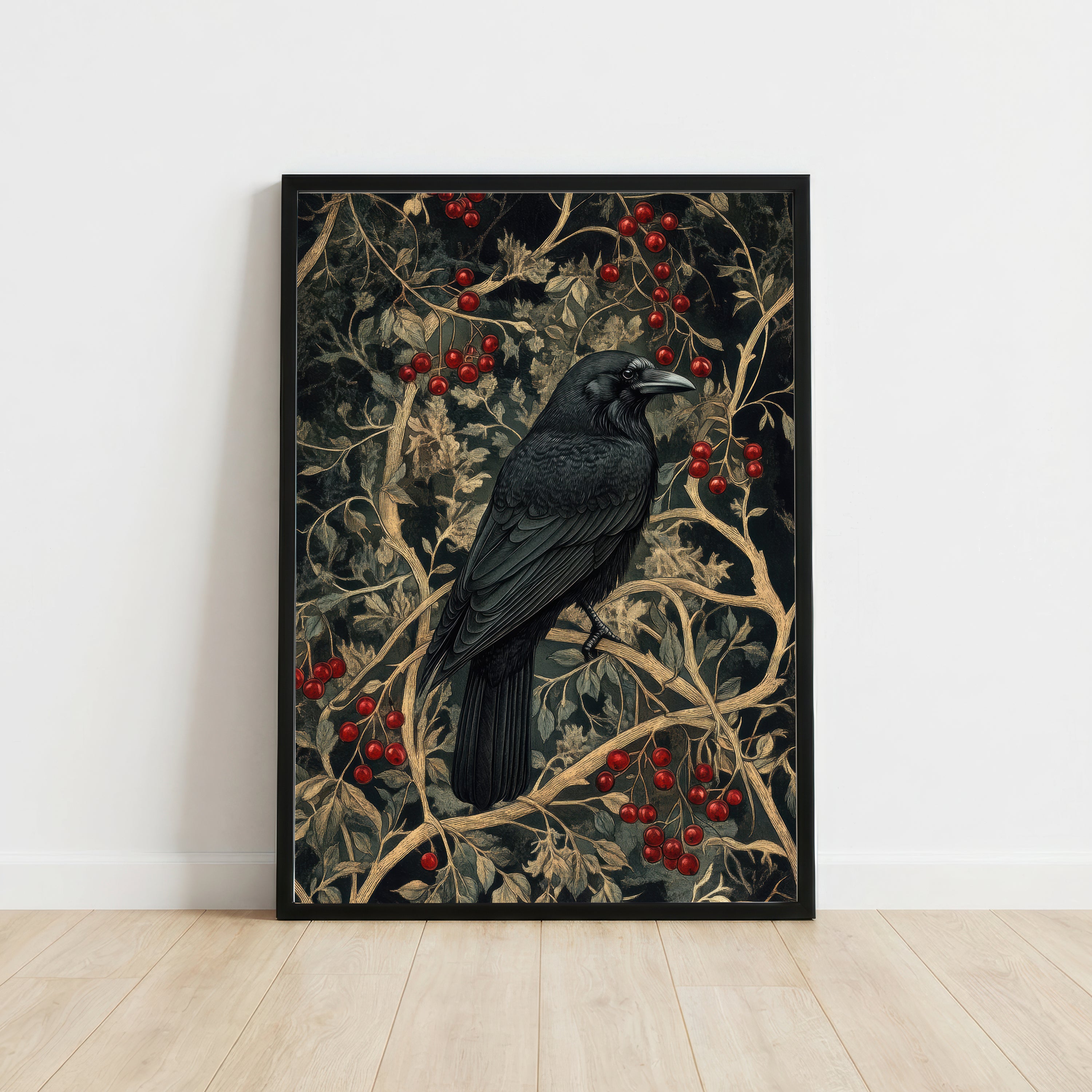 Vintage Crow Botanical Art Print
