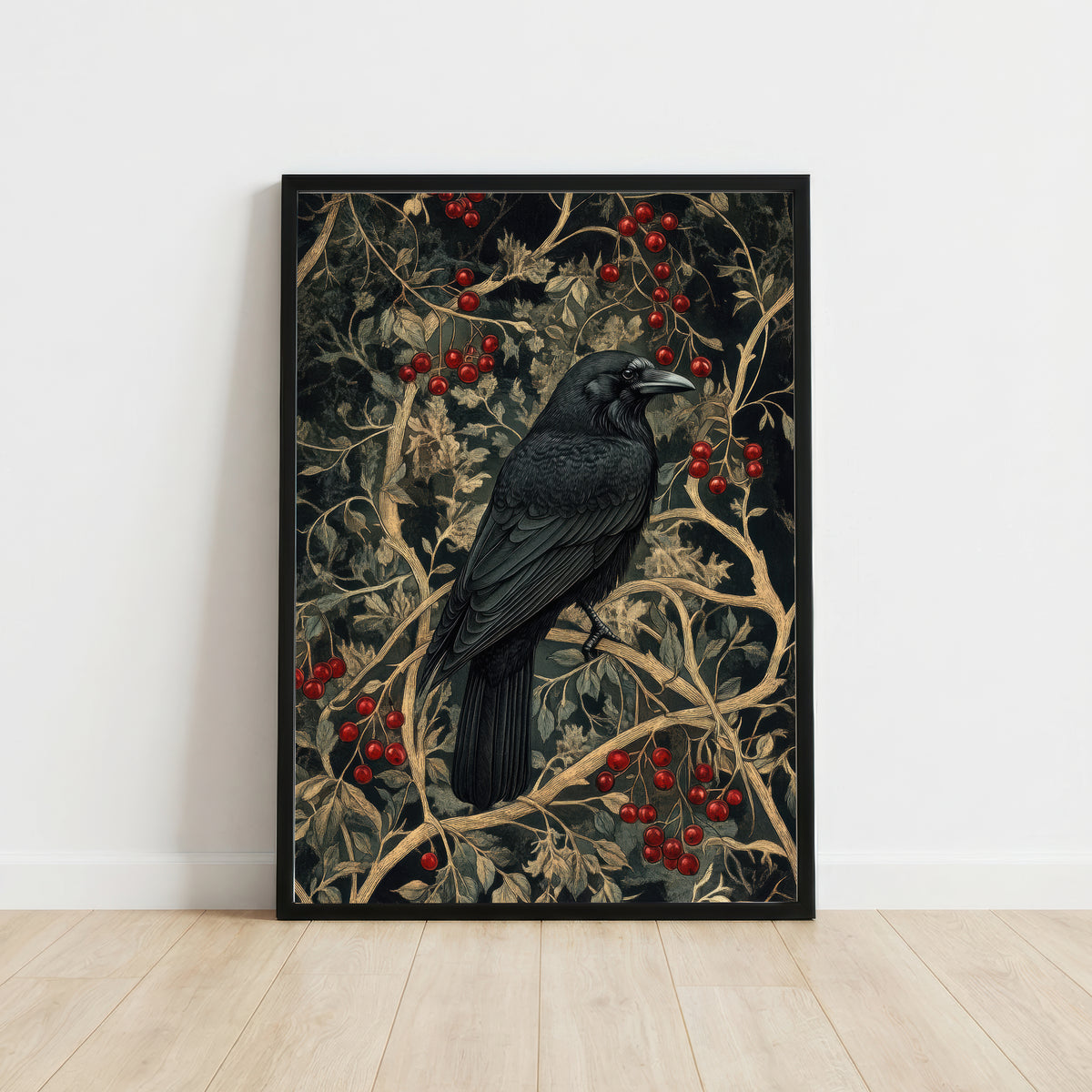 Vintage Crow Botanical Art Print