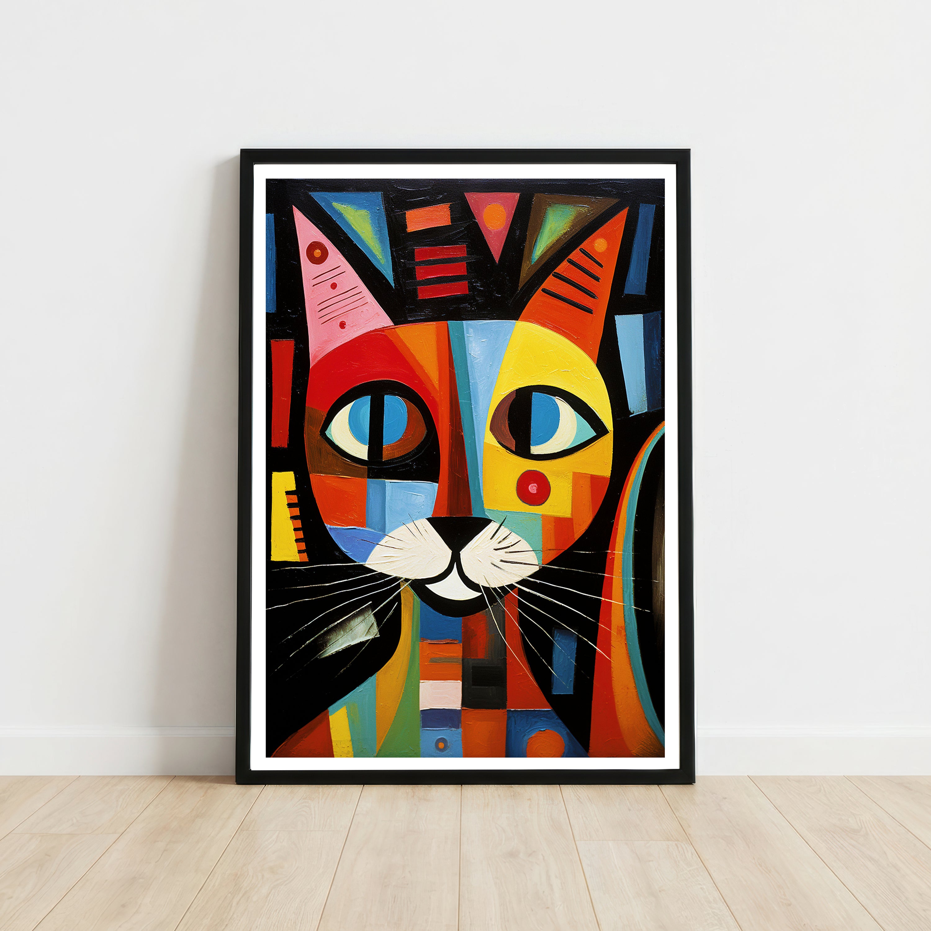 Colorful Geometric Cat Art Print