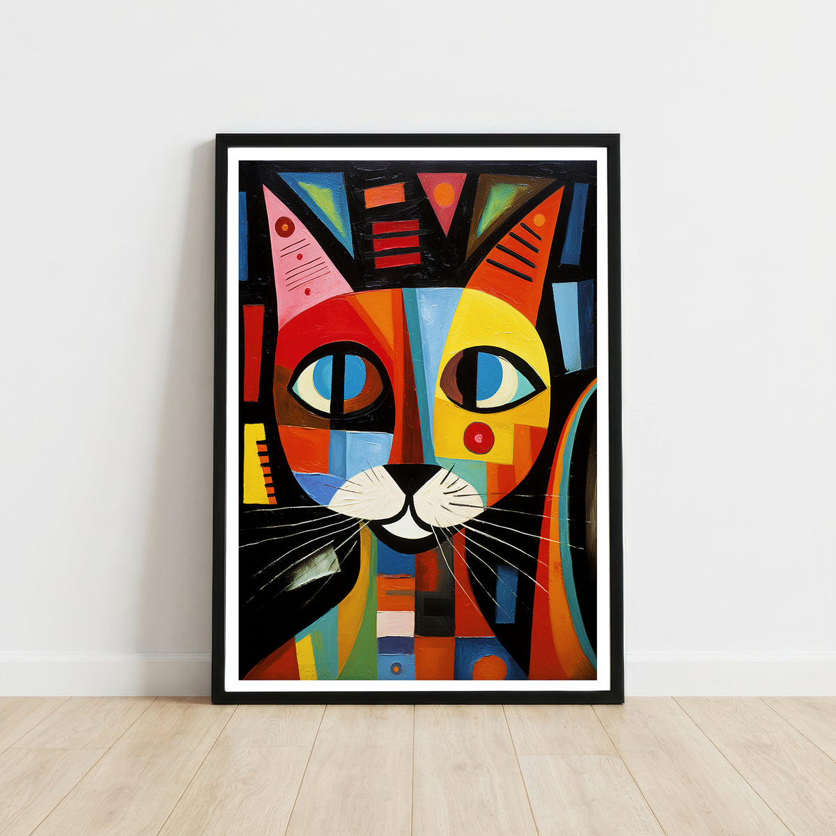 Colorful Geometric Cat Art Print