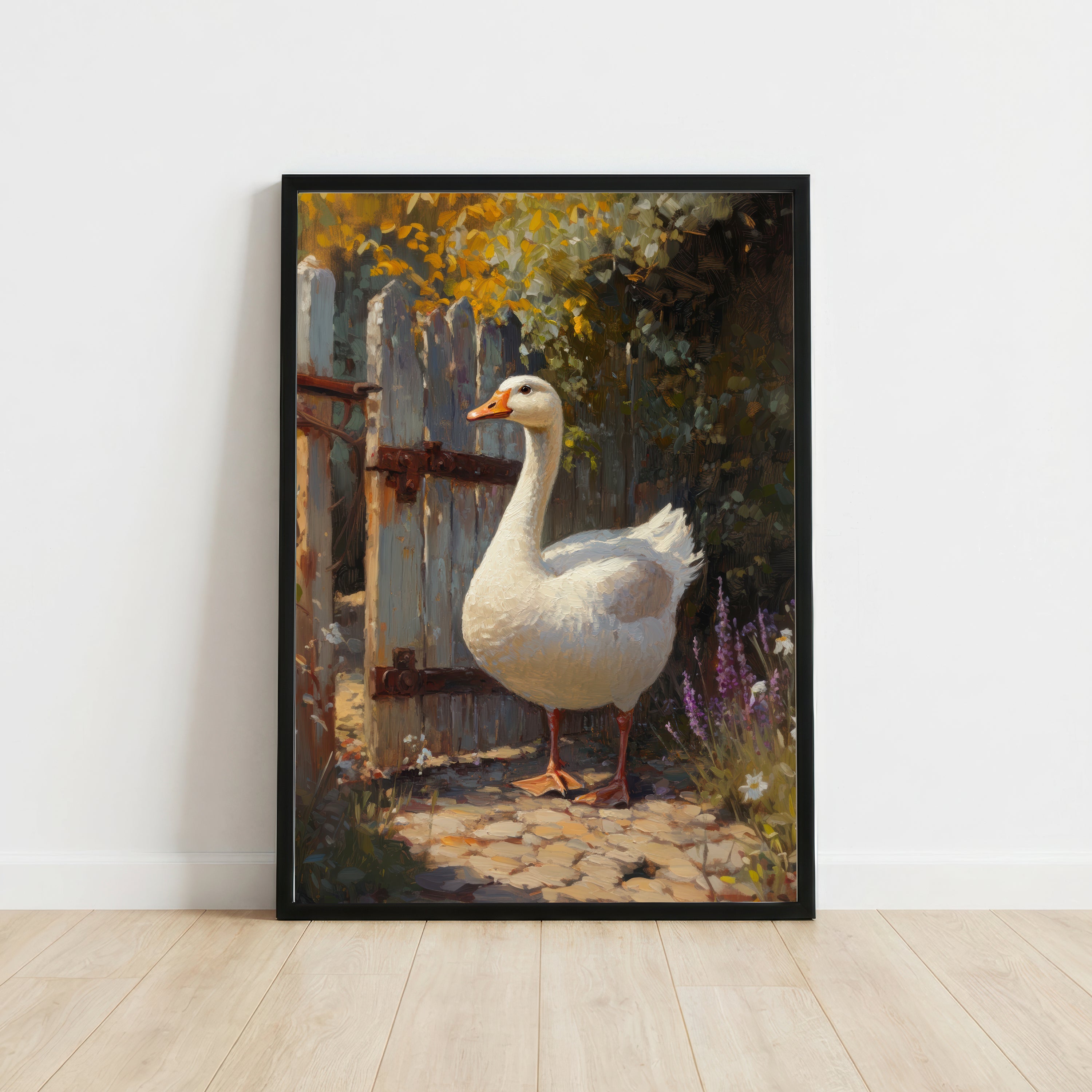 White Goose Garden Art Print