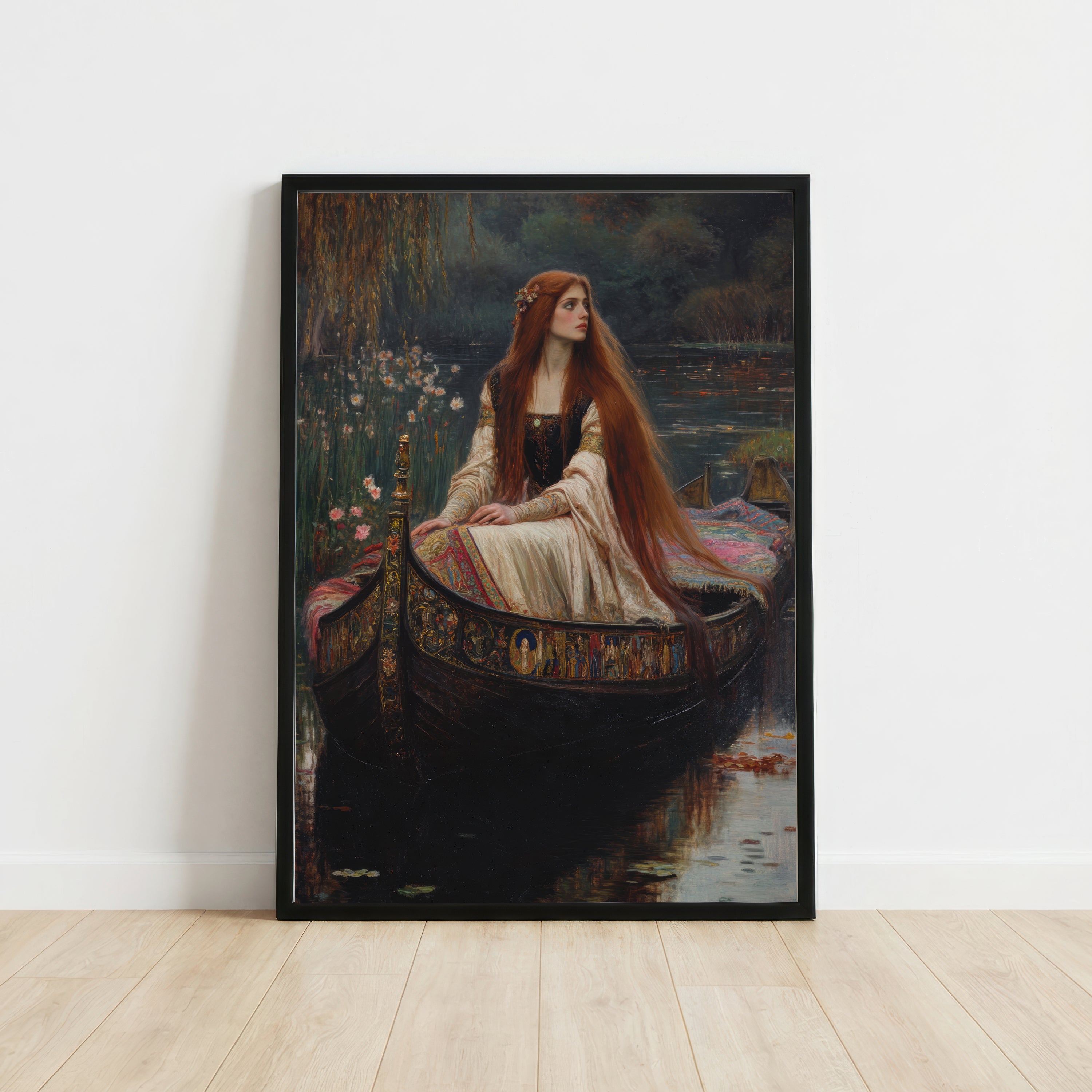 Pre-Raphaelite Woman in Boat Art Print