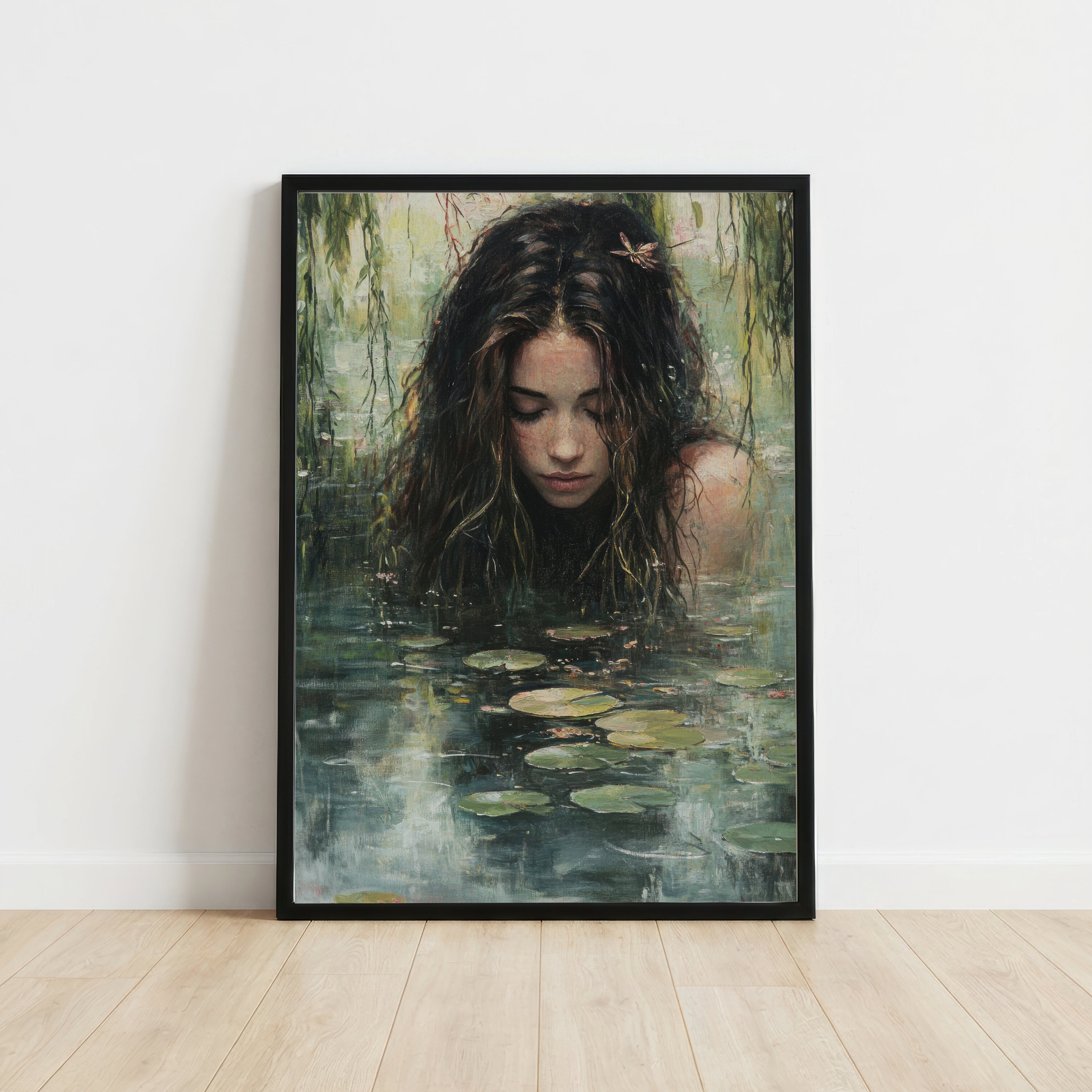 Woman in Lily Pond Art Print