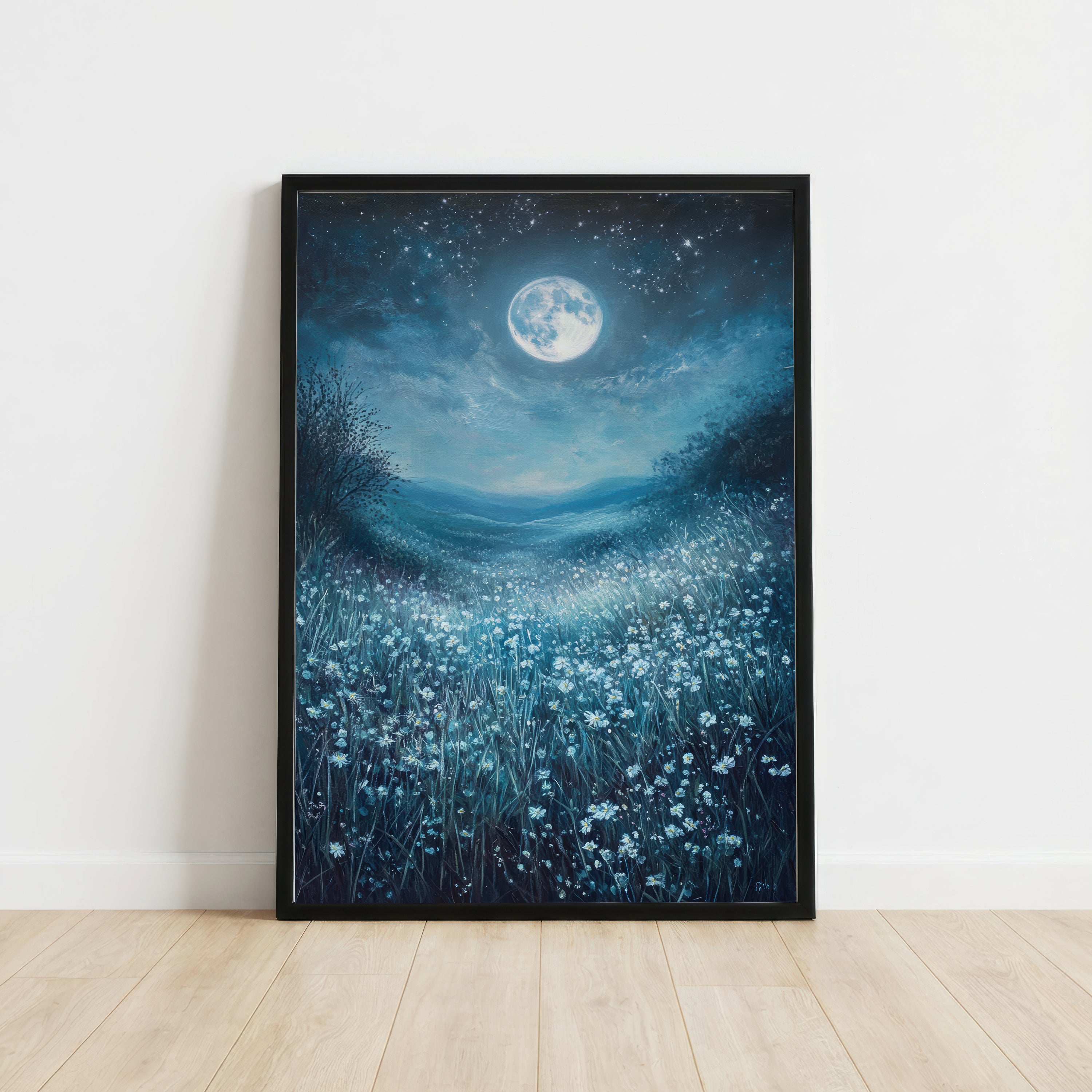 Moonlit Wildflower Meadow Art Print