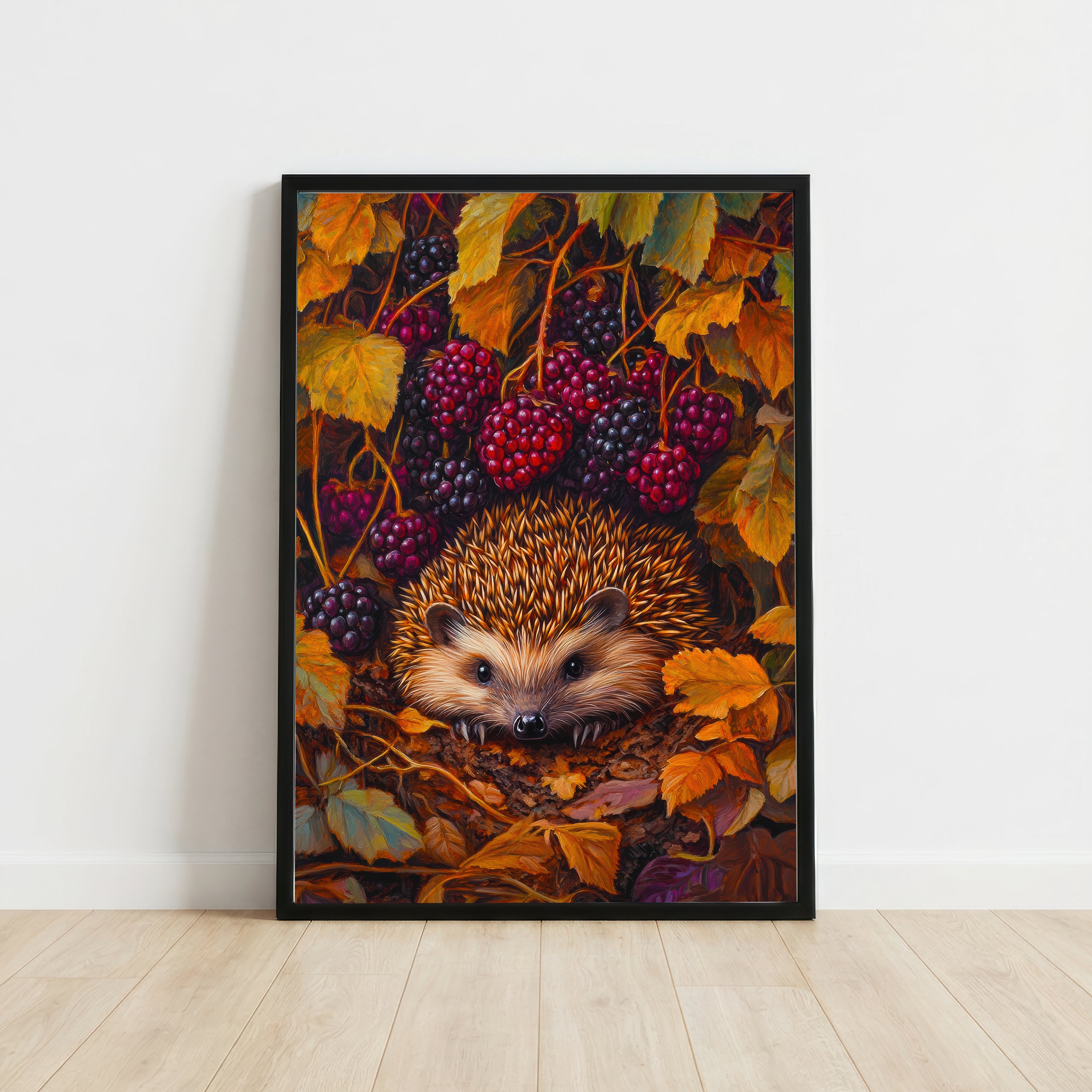 Hedgehog Blackberry Woodland Art Print