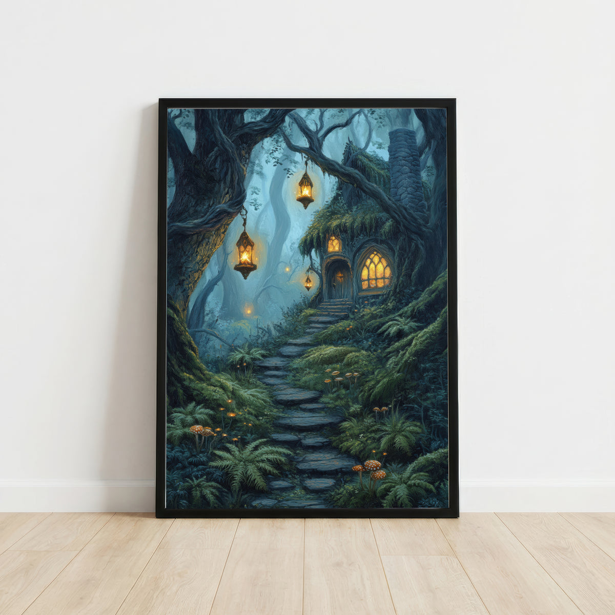 Enchanted Forest Cottage Art Print