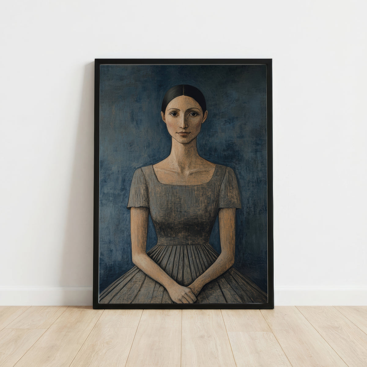 Seated Woman Naive Portrait Art Print