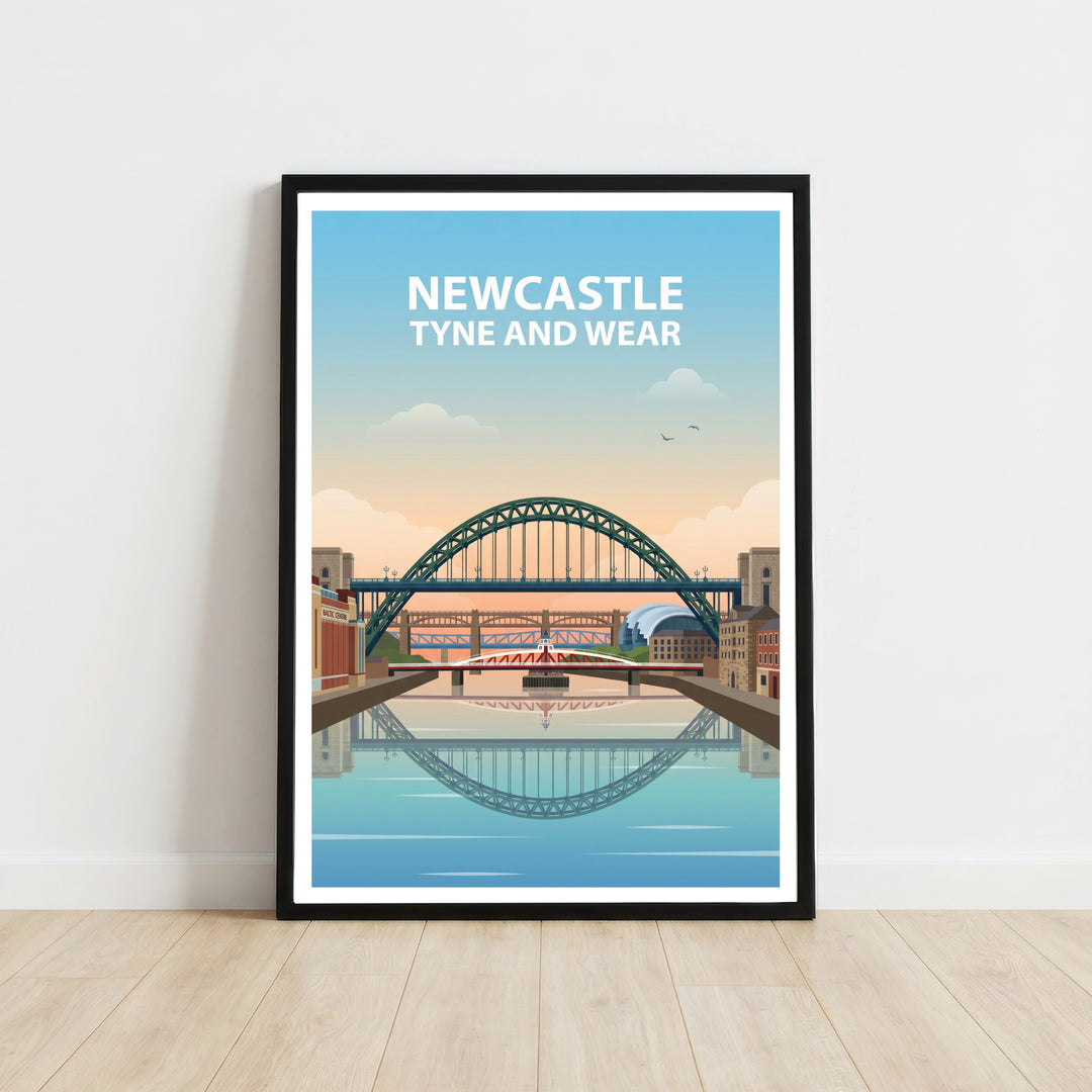 Newcastle Tyne and Wear Print: Tyne Bridge Skyline Art Poster