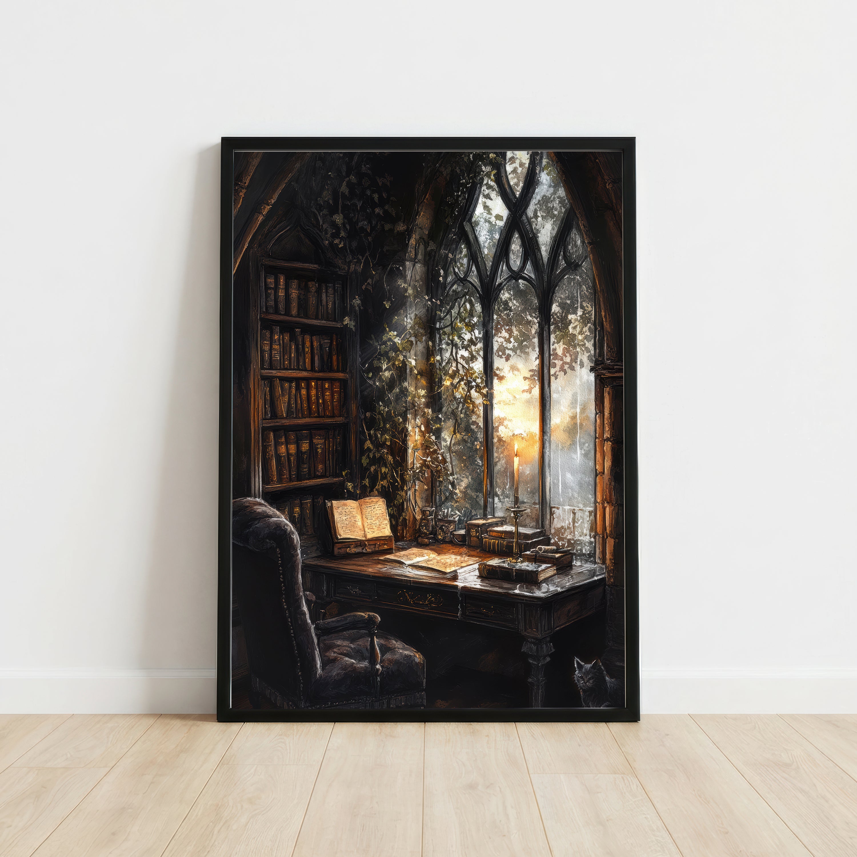 Gothic Library Study Art Print