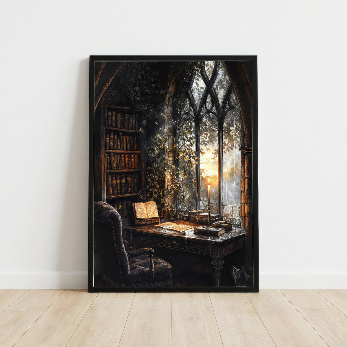 Gothic Library Study Art Print