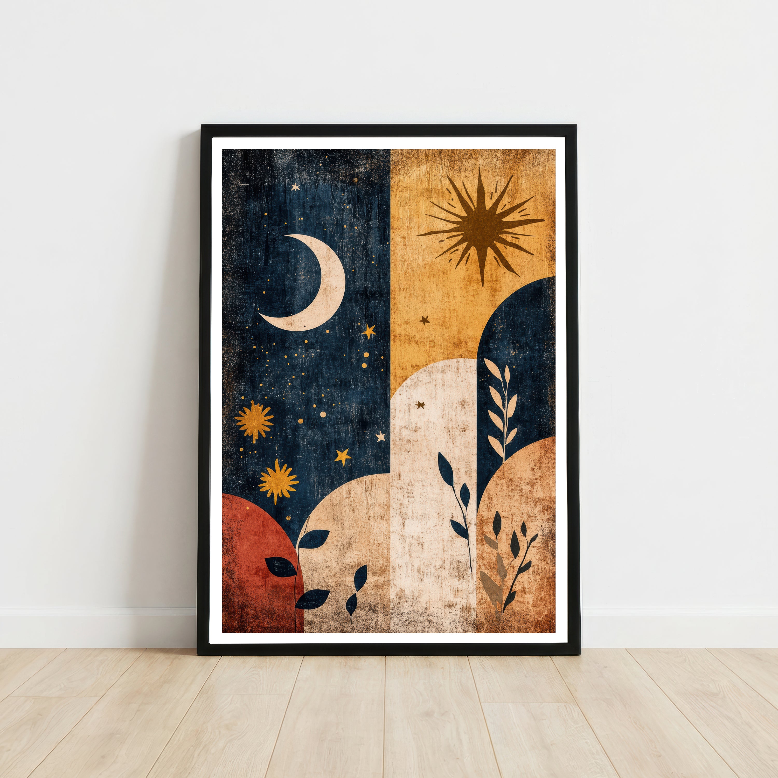 Celestial Moon and Sun Art Print