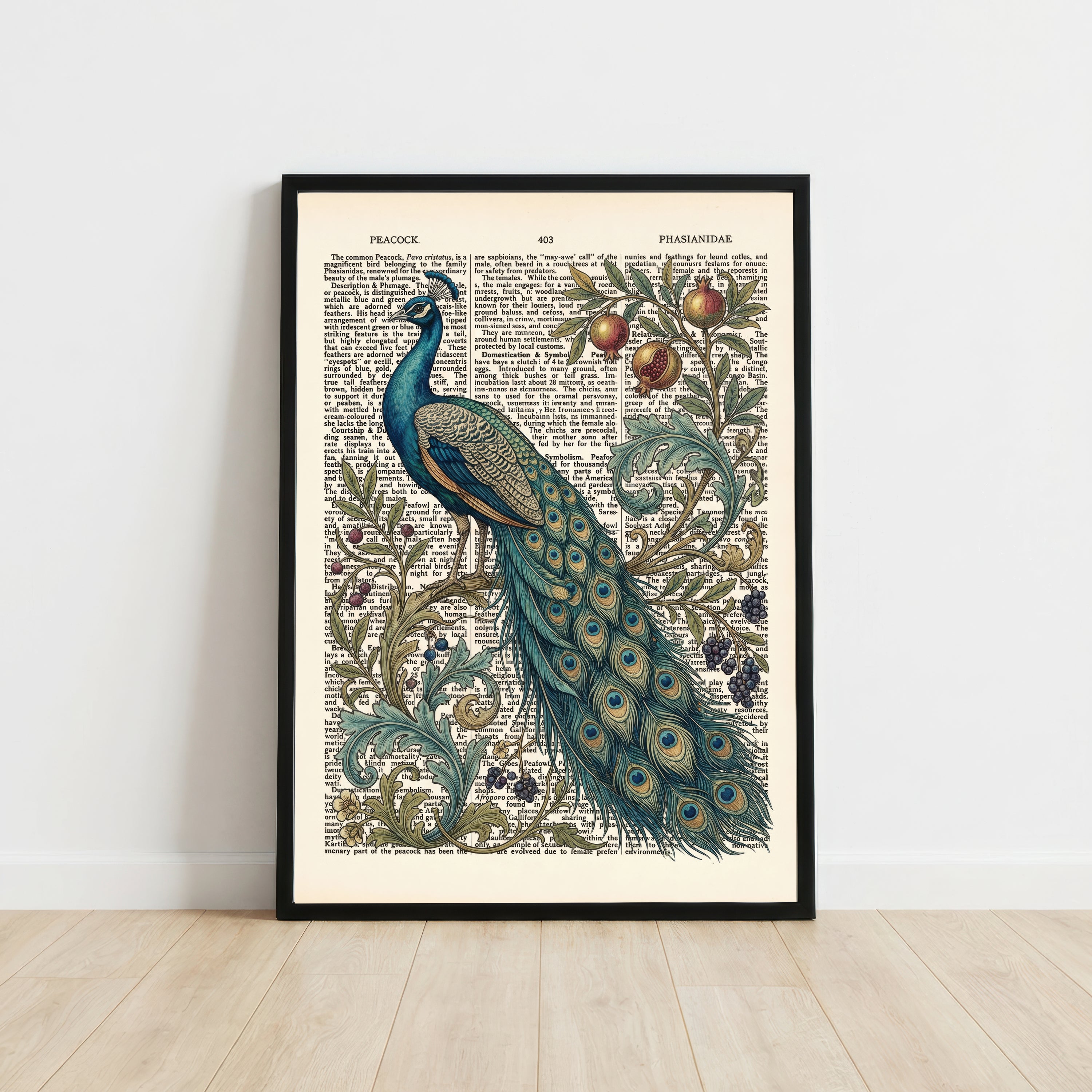 Vintage Peacock Botanical Art Print