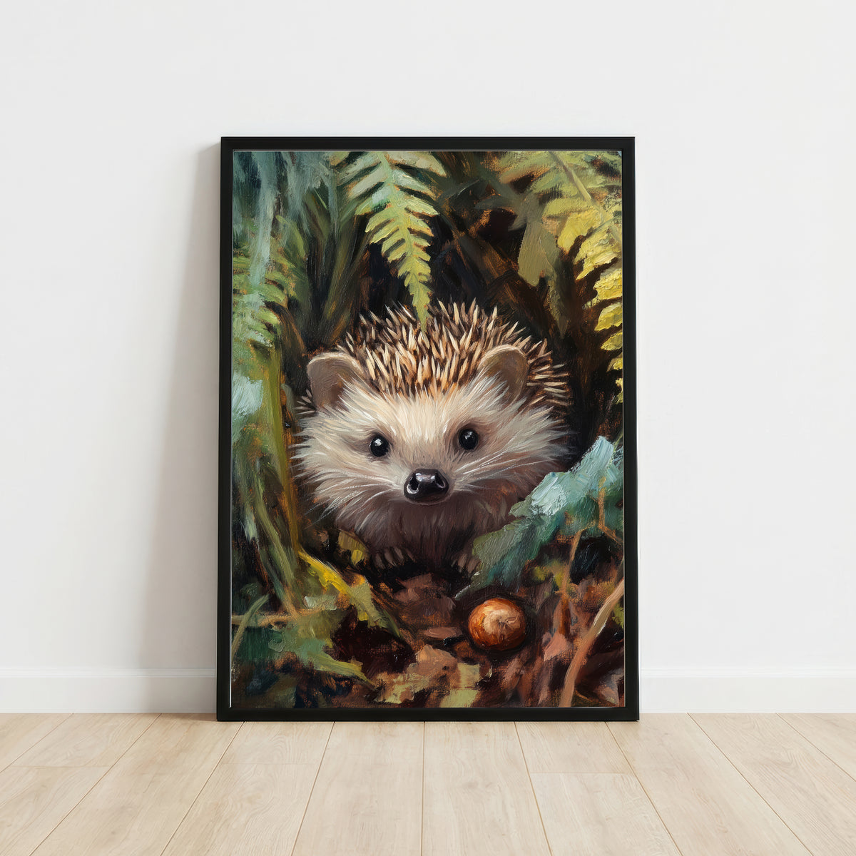 Hedgehog Woodland Portrait Art Print
