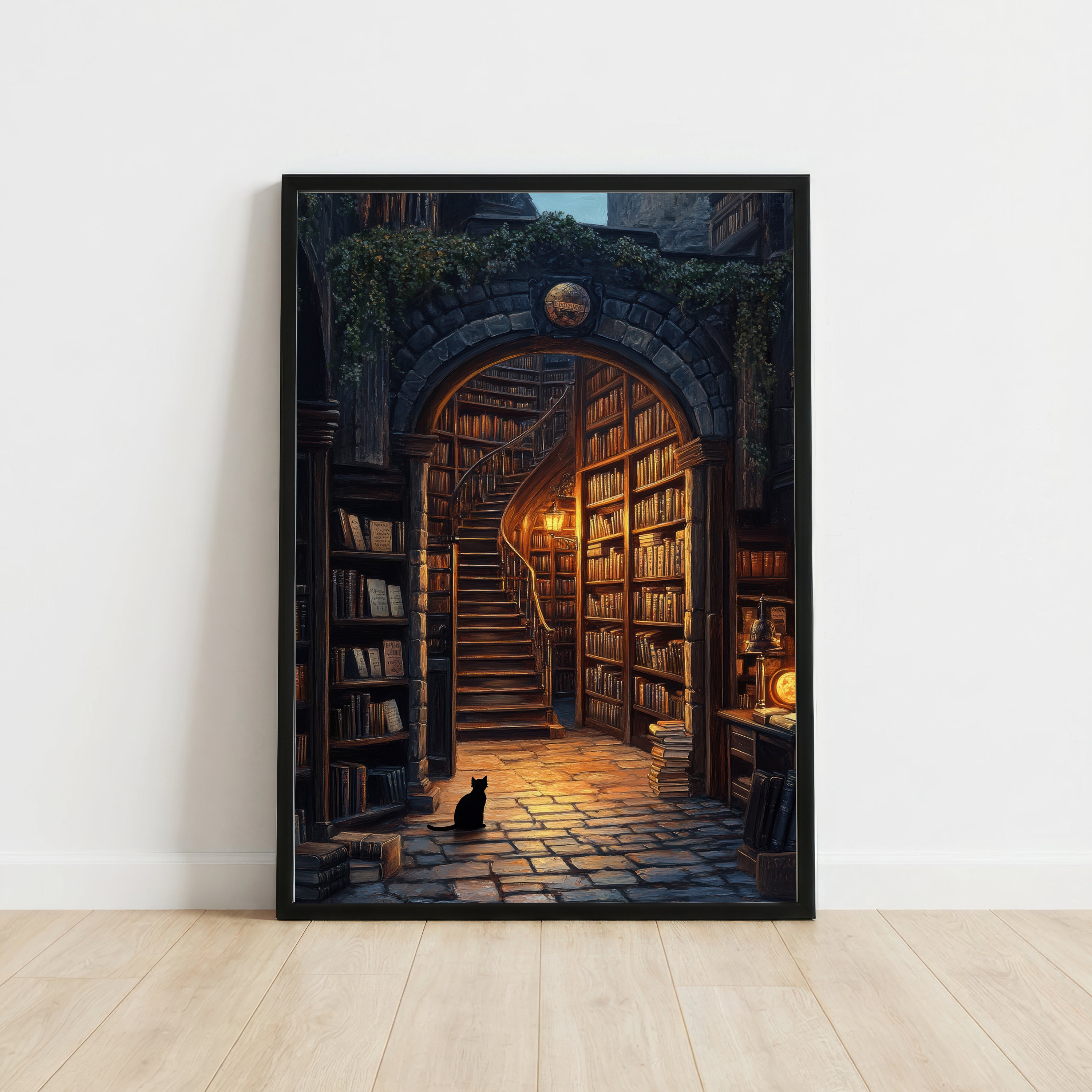 Hidden Library Cat Art Print