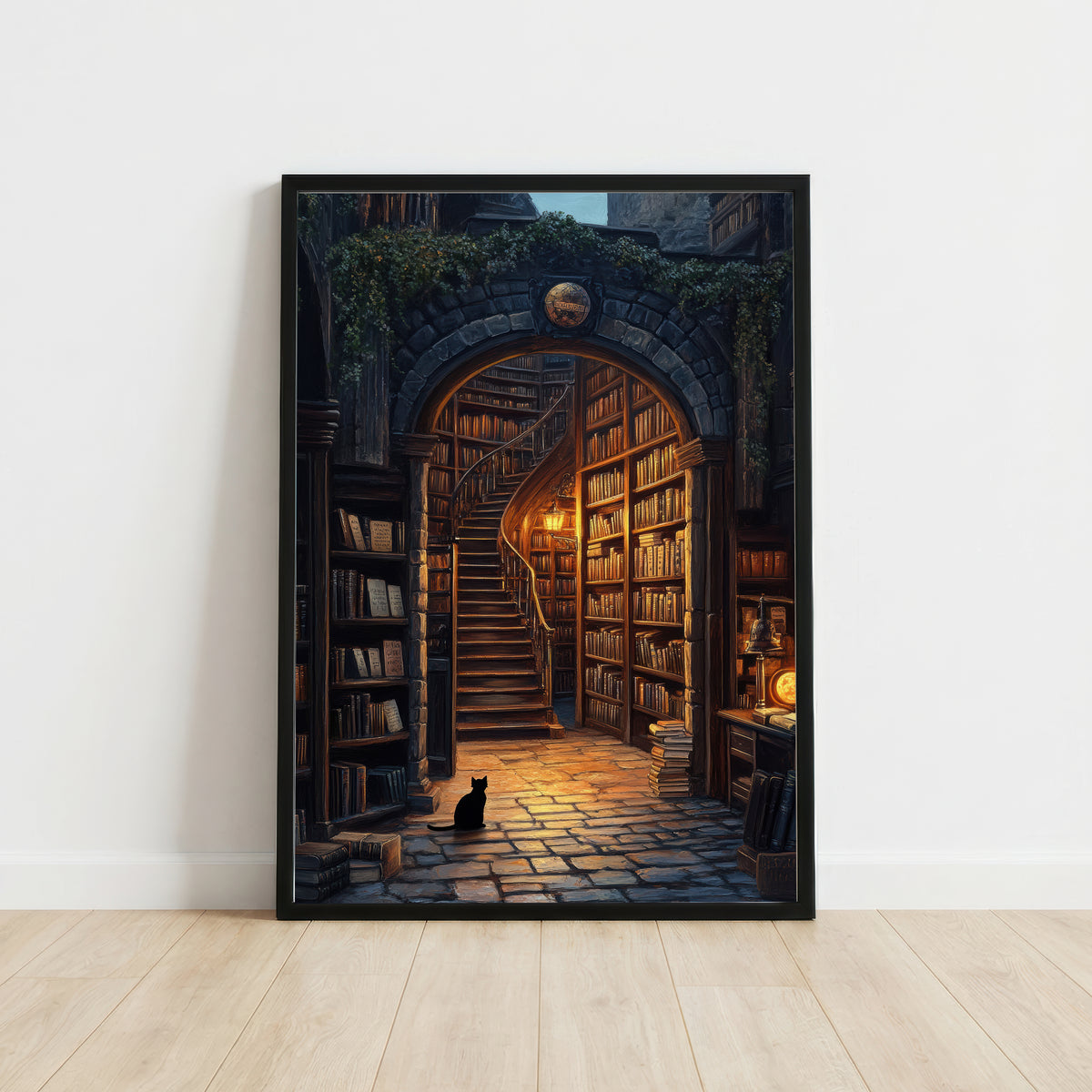 Hidden Library Cat Art Print