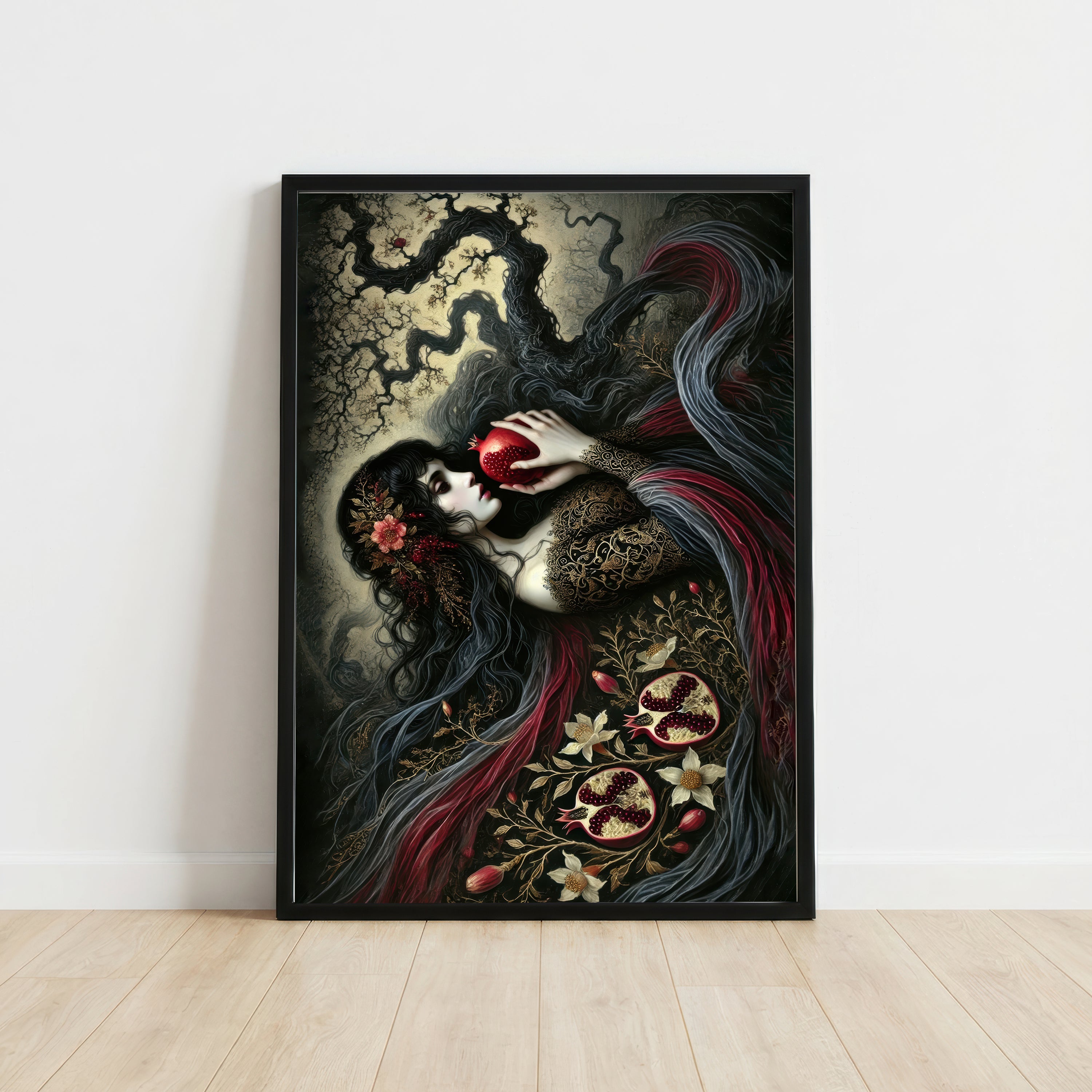 Gothic Woman with Pomegranate Art Print