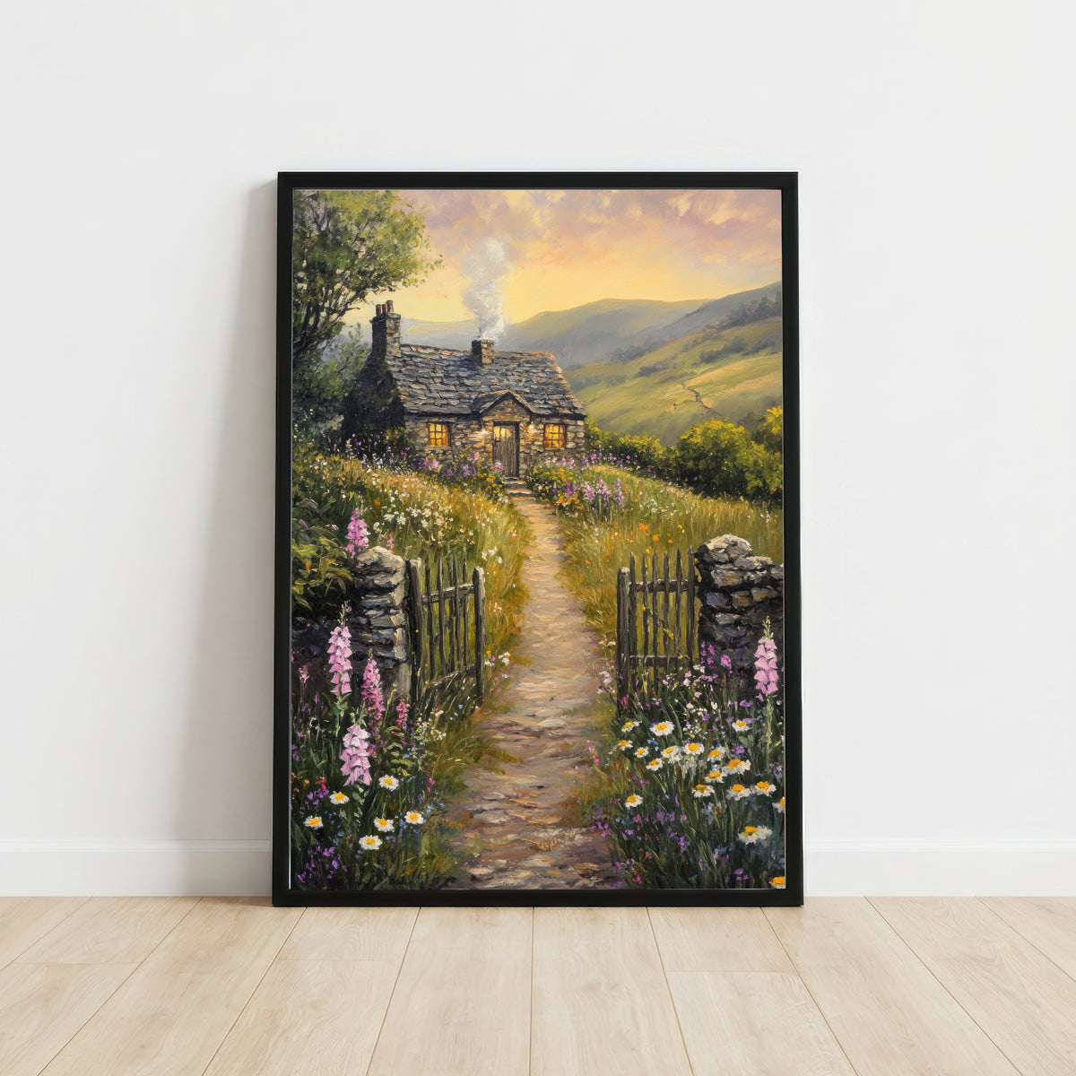 Mountain Cottage Wildflower Art Print
