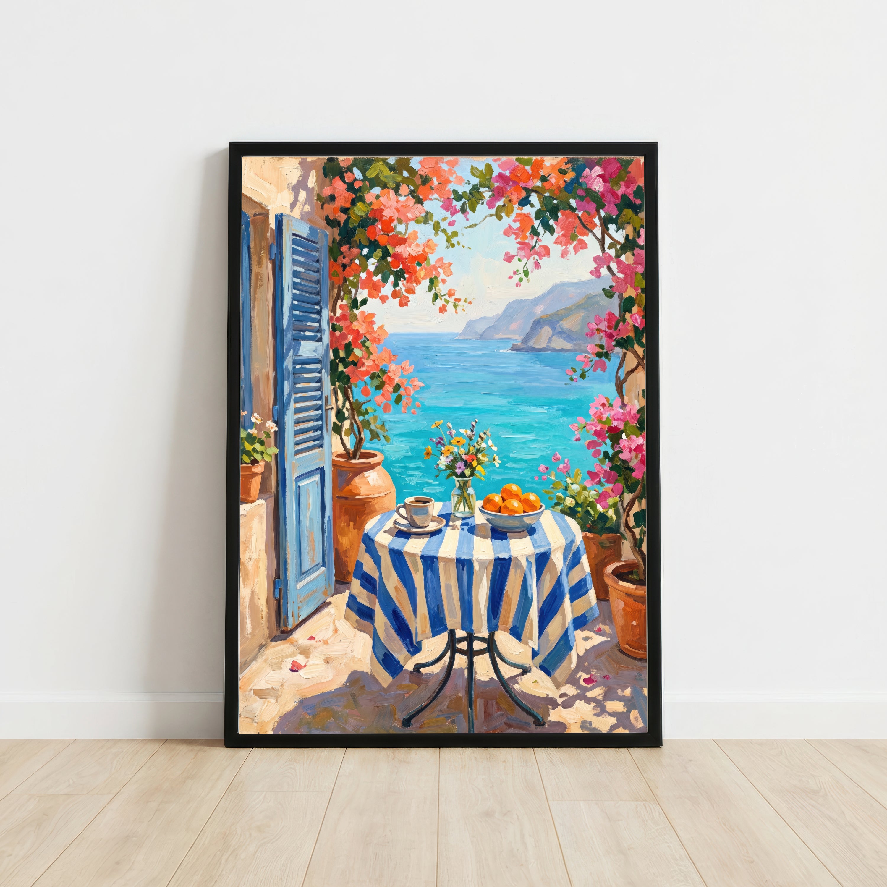 Mediterranean Terrace Sea View Art Print