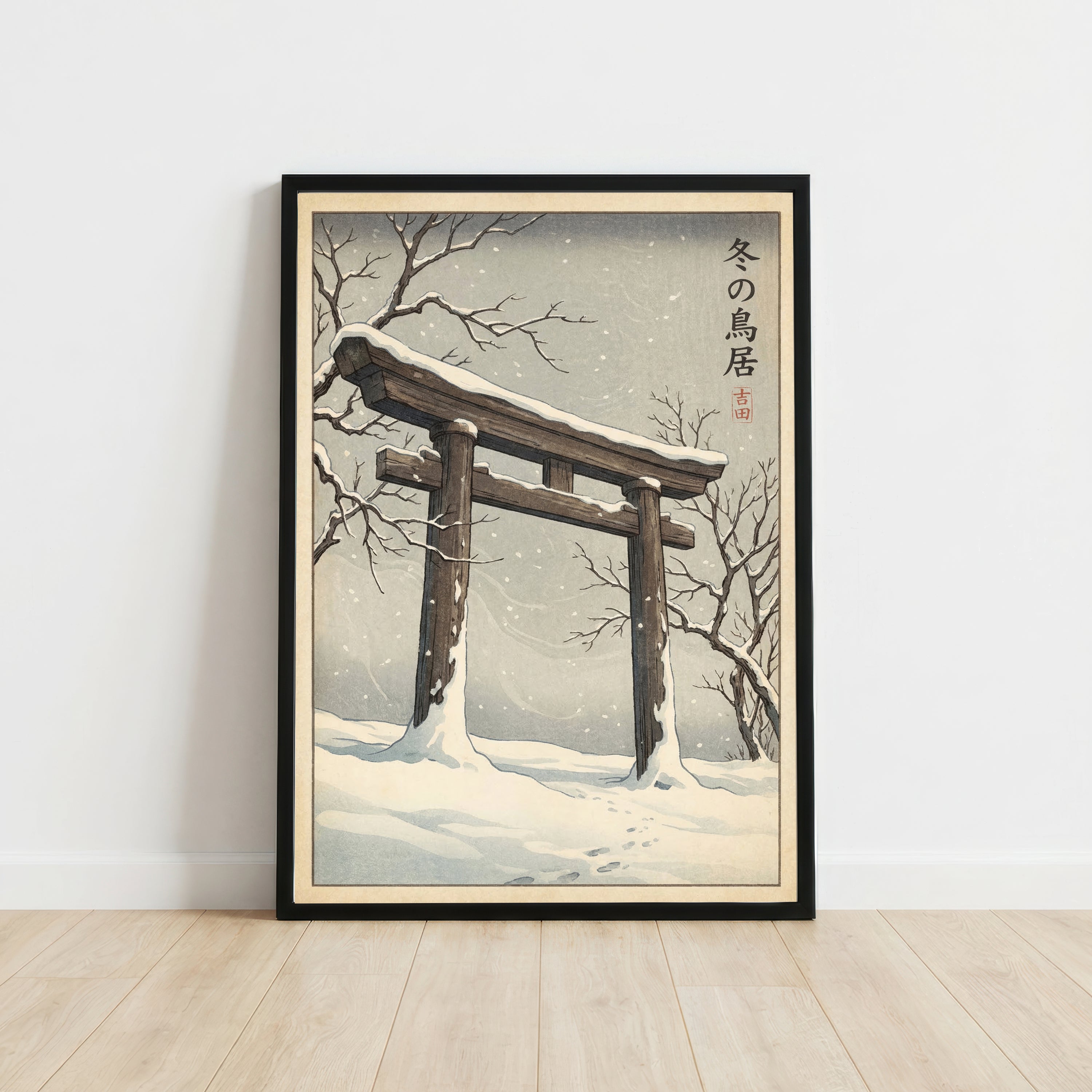 Snowy Torii Gate Japanese Art Print