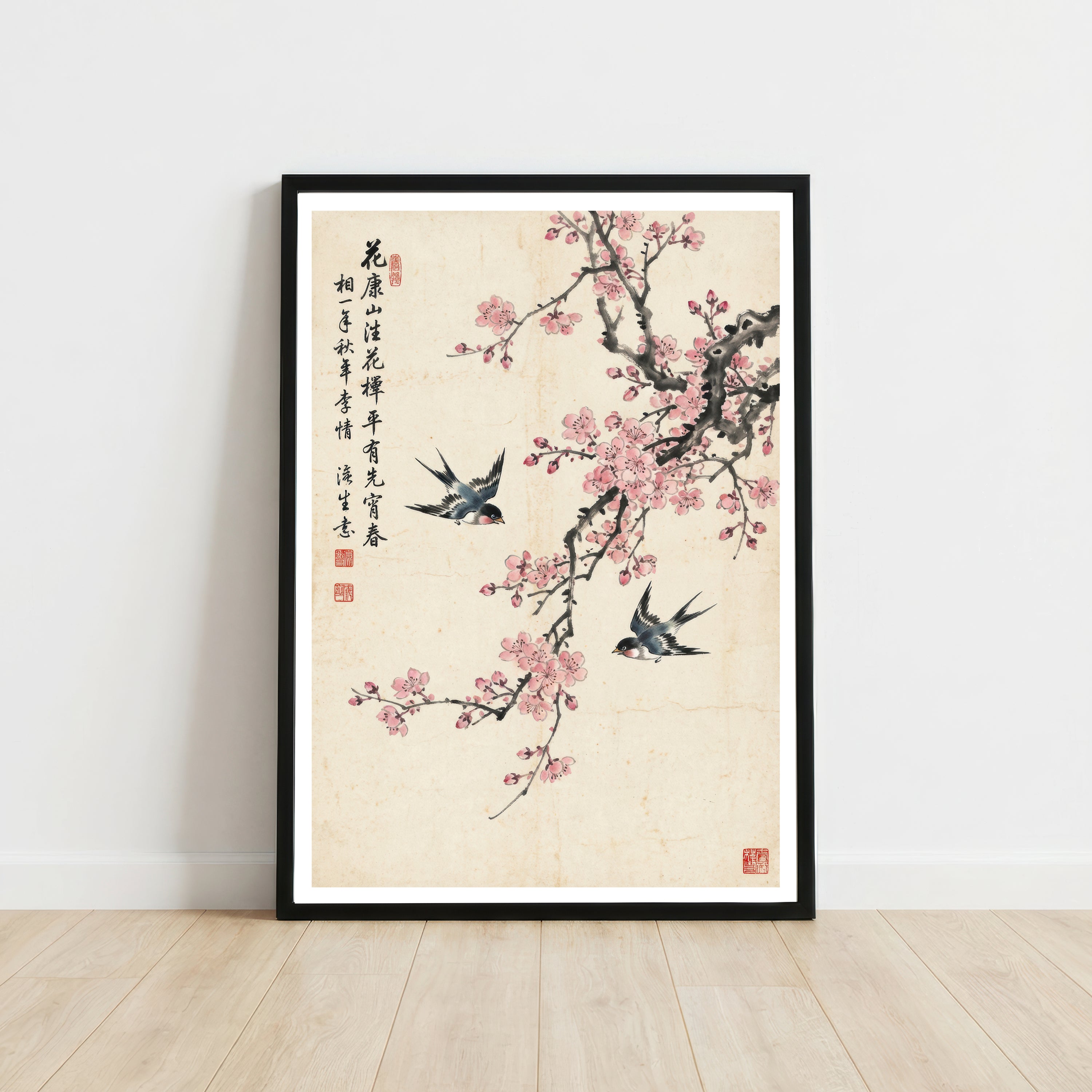Swallows and Plum Blossom Art Print
