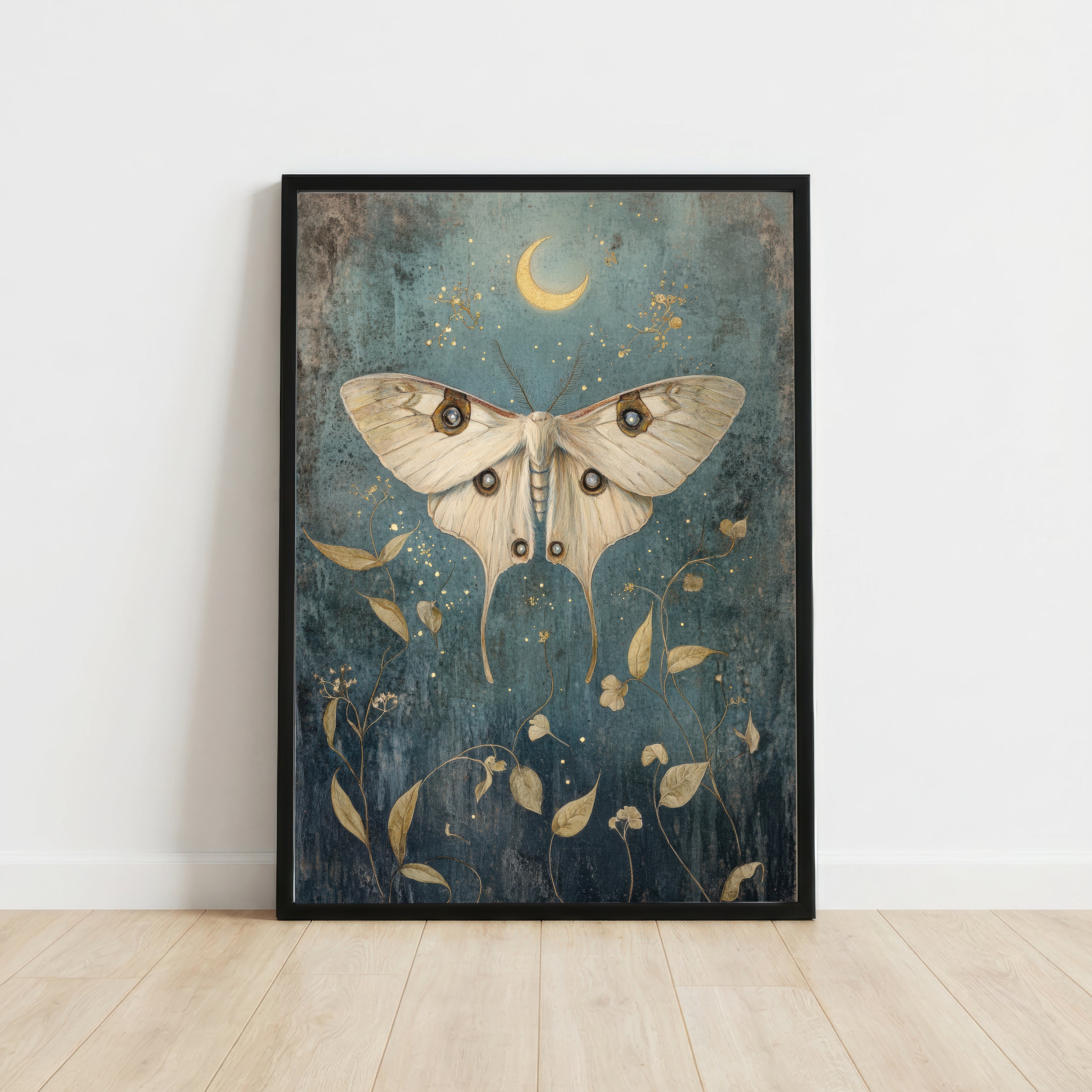 Moonlit Moth Botanical Art Print