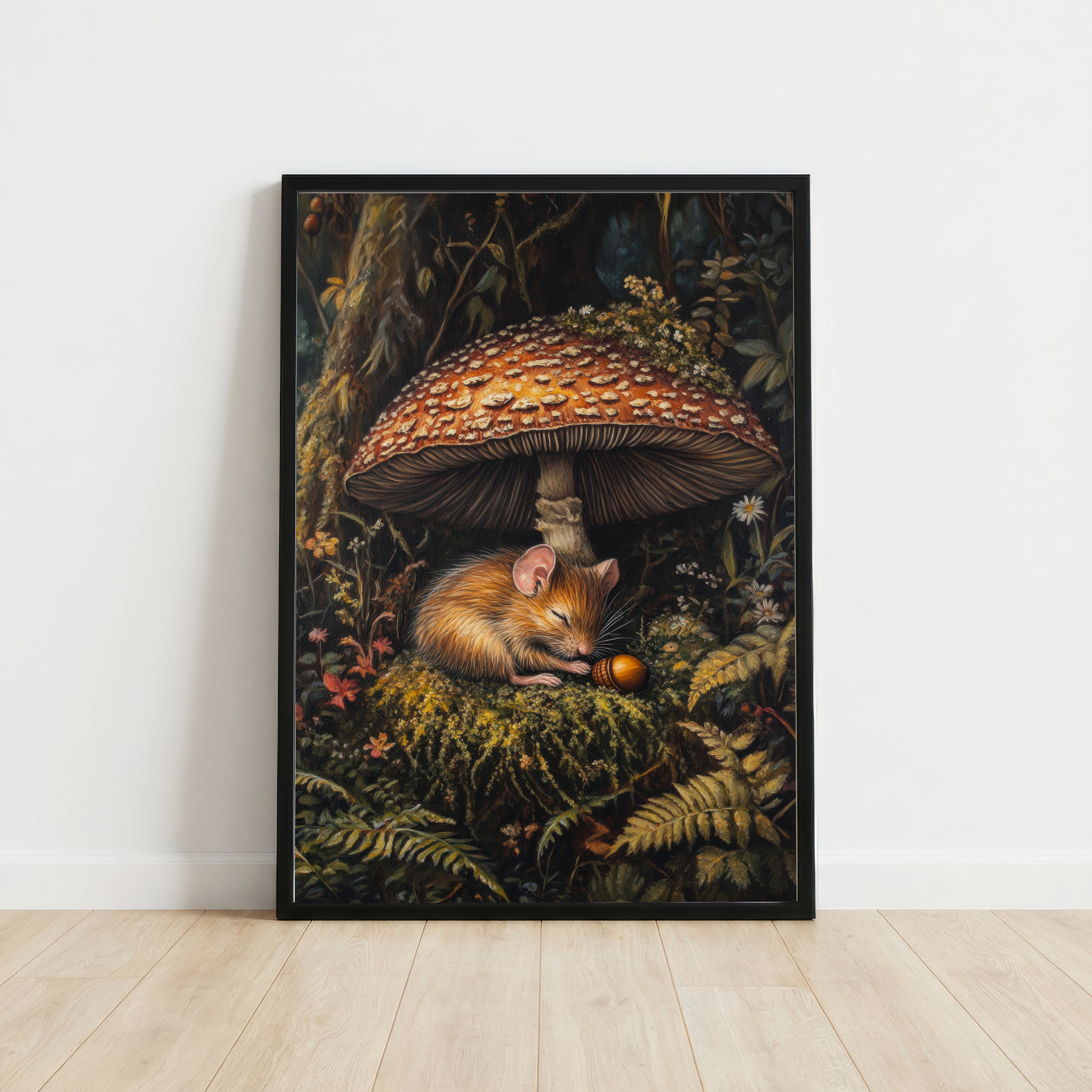 Woodland Mouse Mushroom Art Print