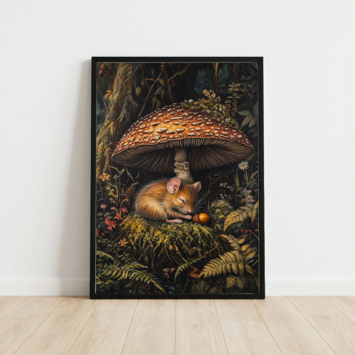 Woodland Mouse Mushroom Art Print