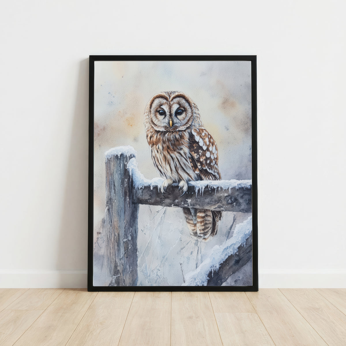 Winter Owl Watercolour Art Print