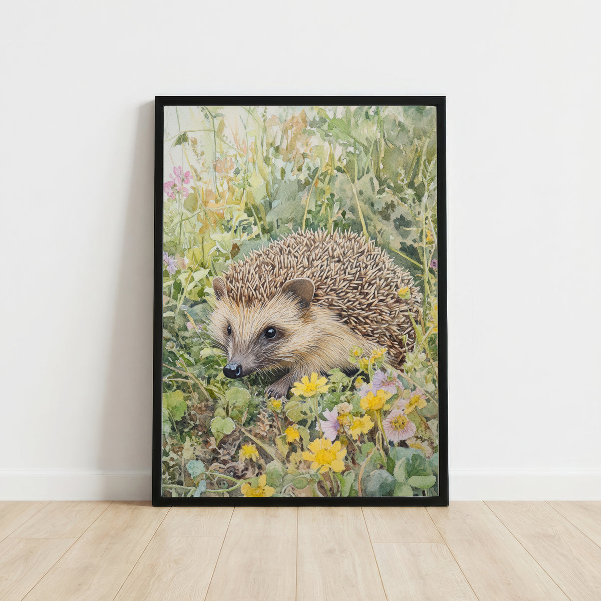 Hedgehog Wildflower Watercolour Art Print