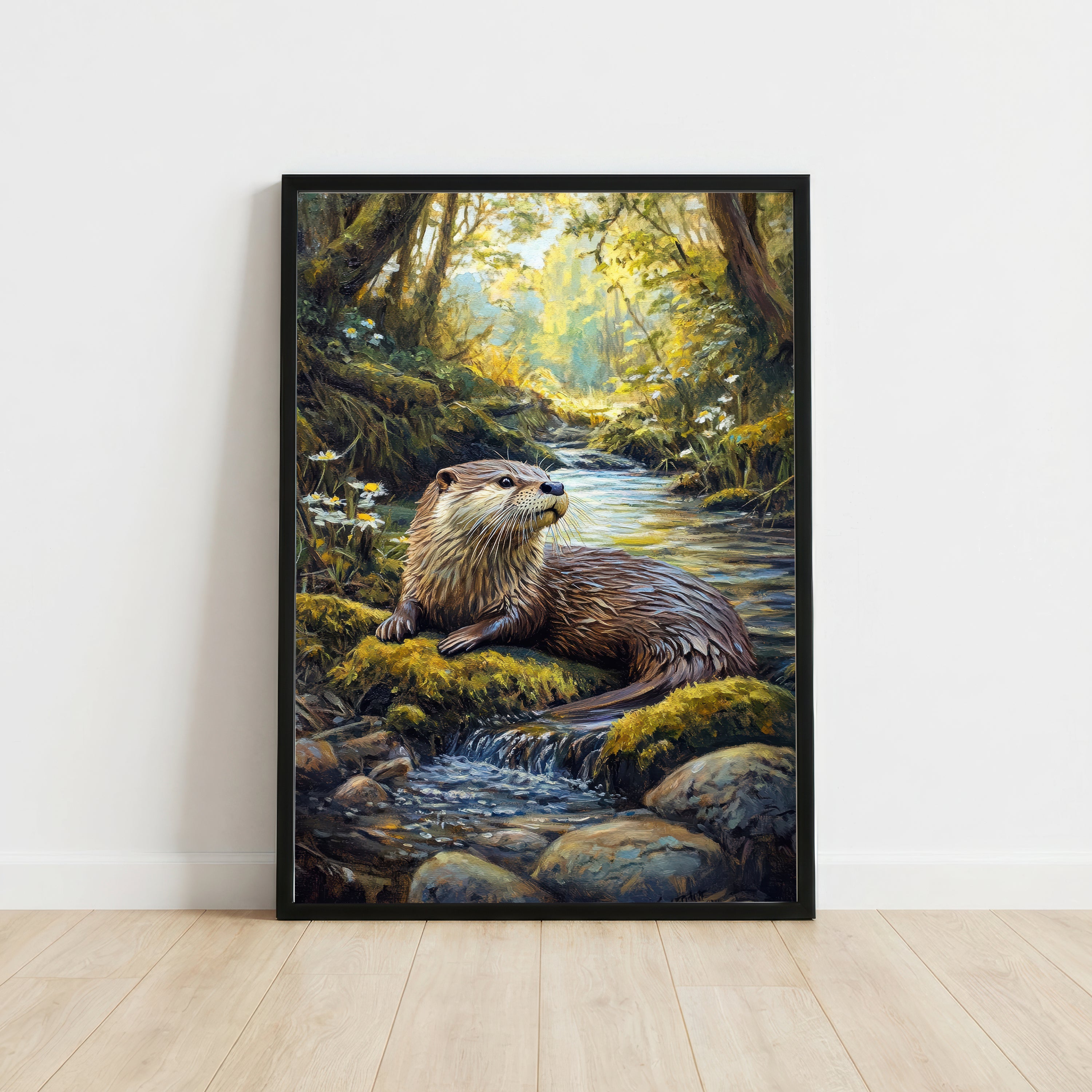 Woodland Otter Stream Art Print